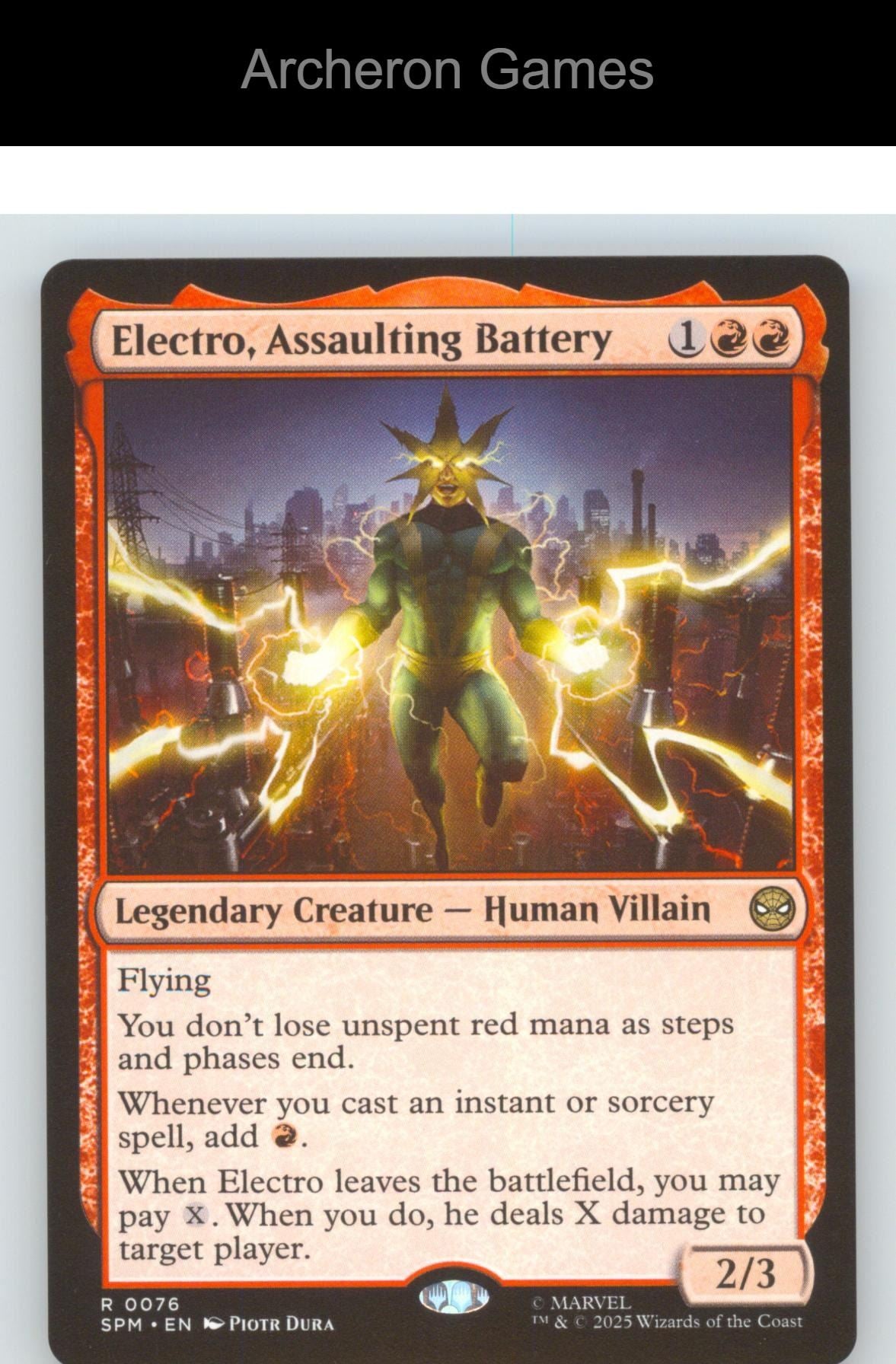 Electro, Assaulting Battery SPM 76 R MTG Card Marvel's Spider-Man