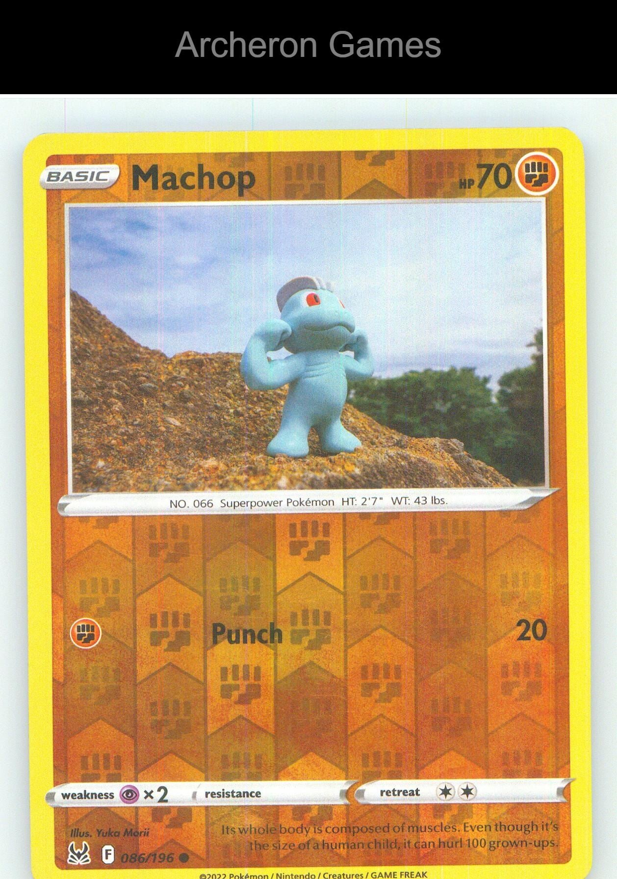 Pokemon Card Machop LOR 086/196 C Lost Origin Reverse Holo