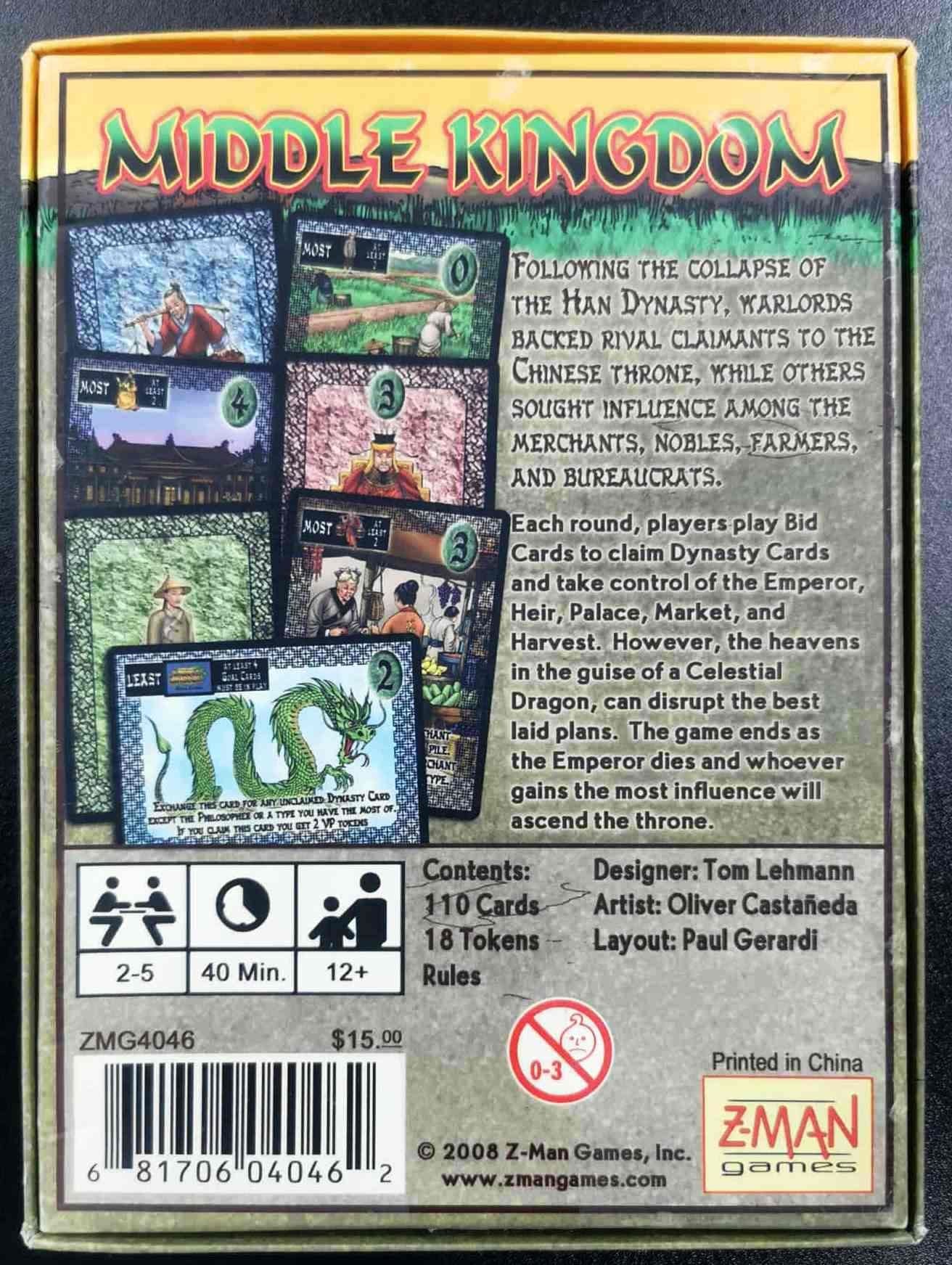 Tom Lehmann's Middle Kingdom - Board Game #6WL