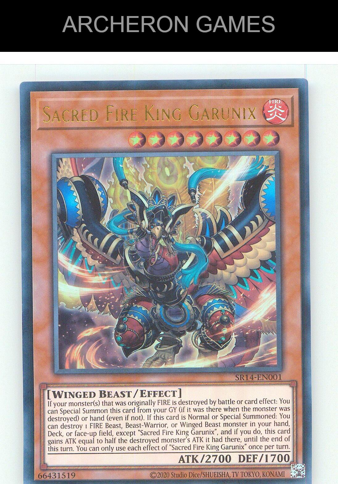 Sacred Fire King Garunix Ultra Rare YUGIOH Card 1st Edition