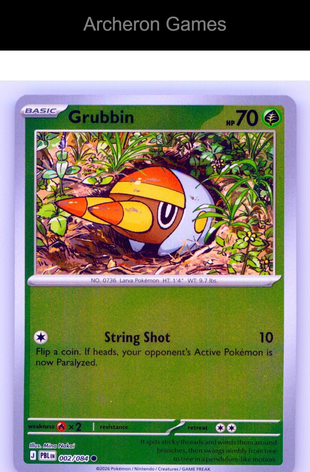 Pokemon Card Grubbin ME05 002/084 C Pitch Black Reverse Holo