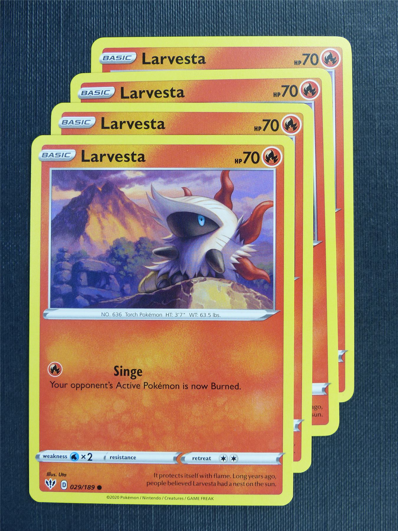 Larvesta 029/189 x4 - DAA - Pokemon Card #3EZ