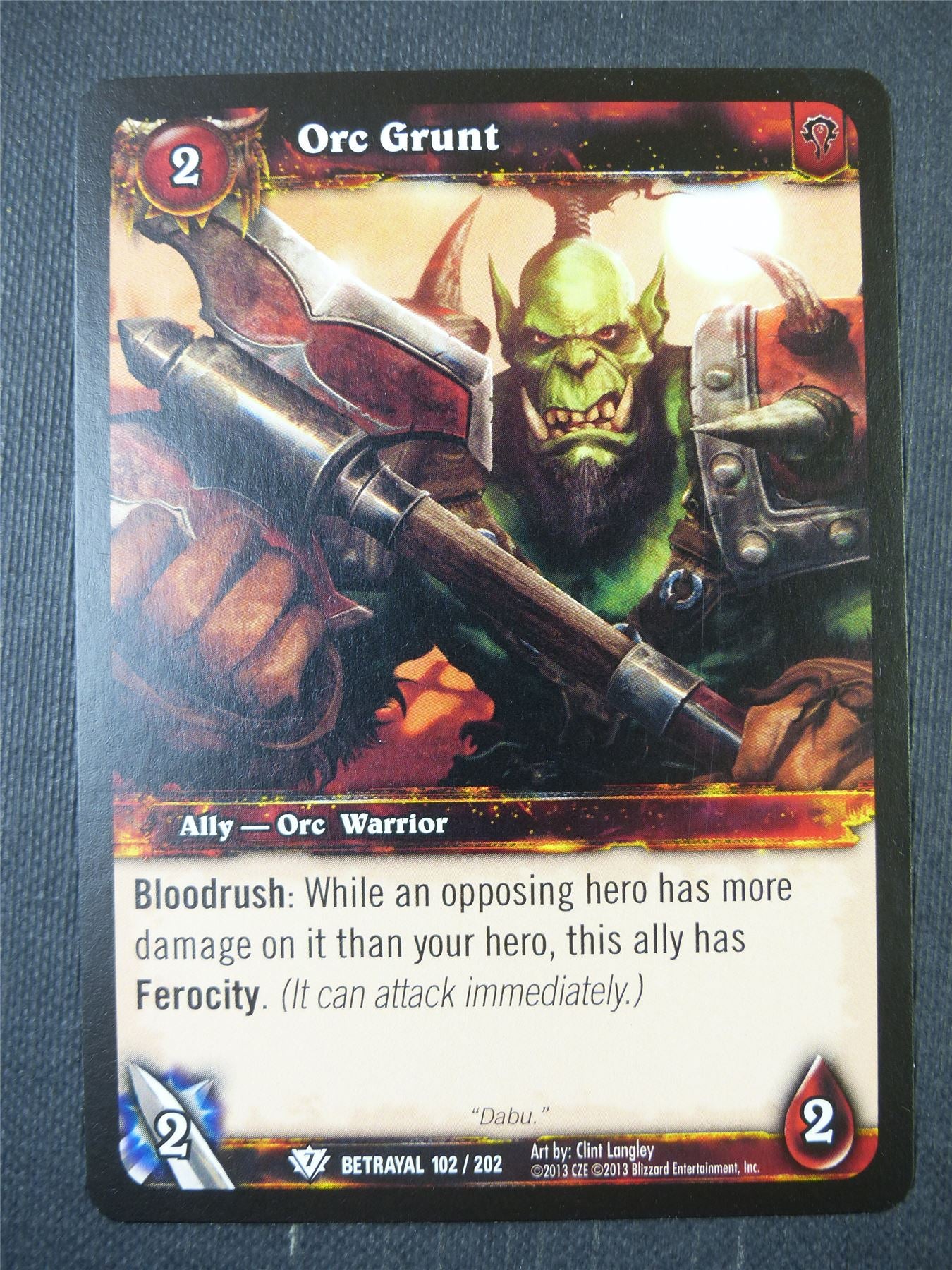 Orc Grunt 102/202 - WoW Card #16X