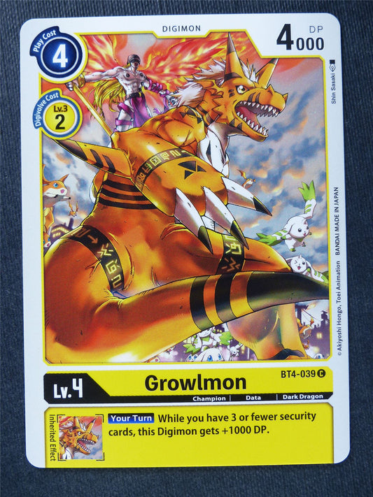 Growlmon BT4-039 C - Digimon Cards #ZV