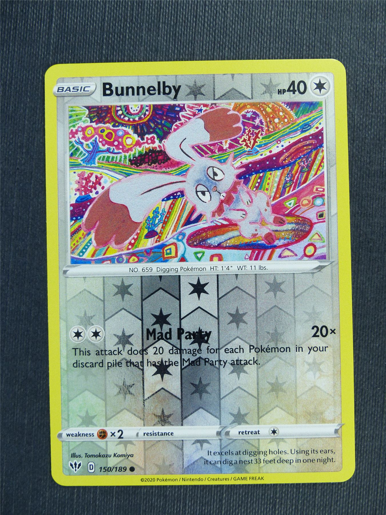 bunnelby pokemon card value Bunnelby 150/189 Reverse Holo - DAA