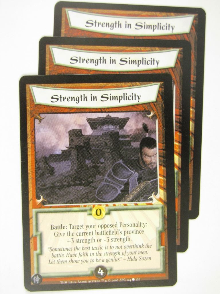 Vintage L5R Cards: STRENGTH IN SIMPLICITY x3 # 16J95