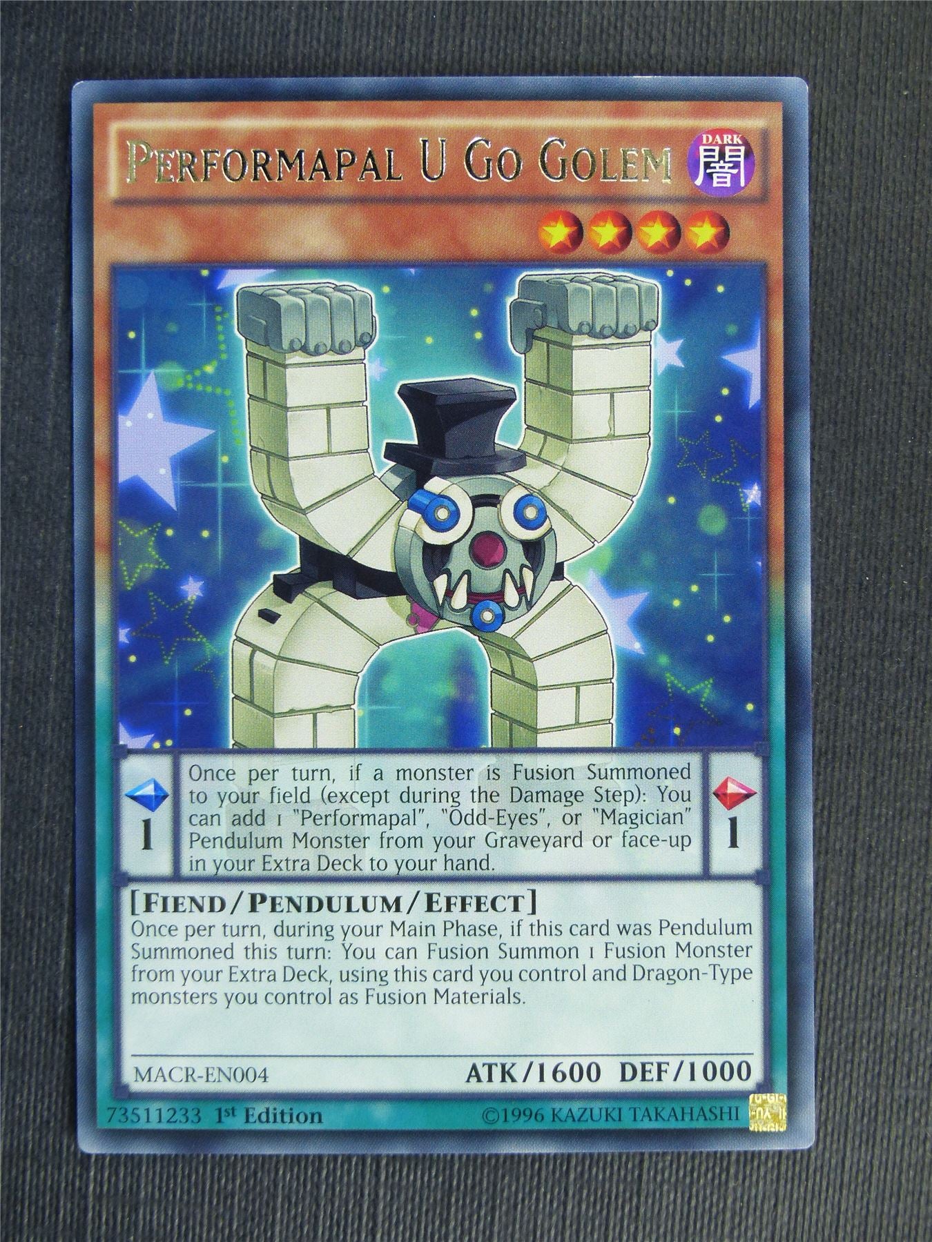 Performapal U Go Golem MACR Rare - 1st ed - Yugioh Cards #V0
