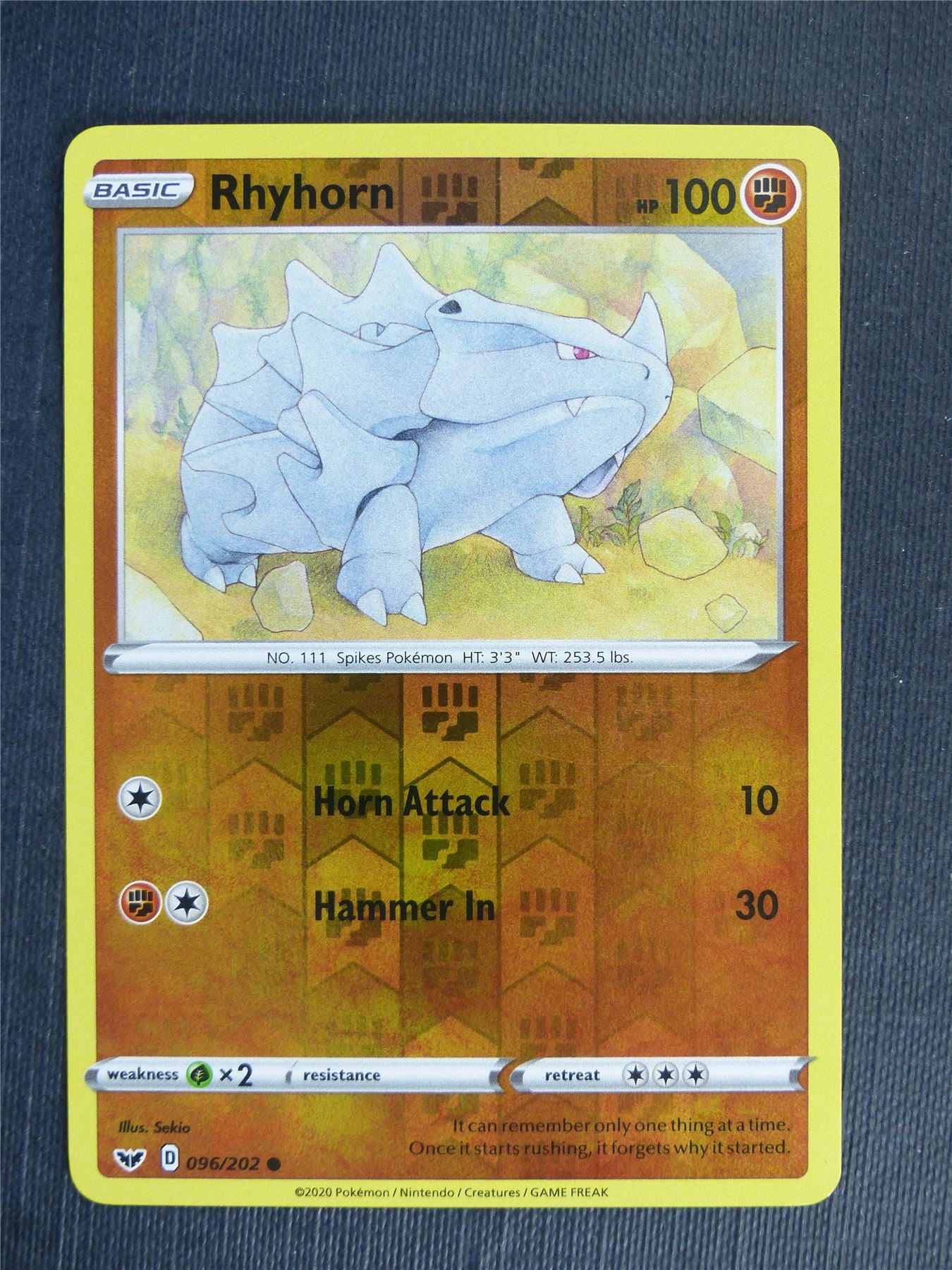 Rhyhorn 096/202 Reverse Holo - Pokemon Cards #2K0 Archeron Rhyhorn 096/202 Reverse Holo - Pokemon Cards #2K0 Archeron