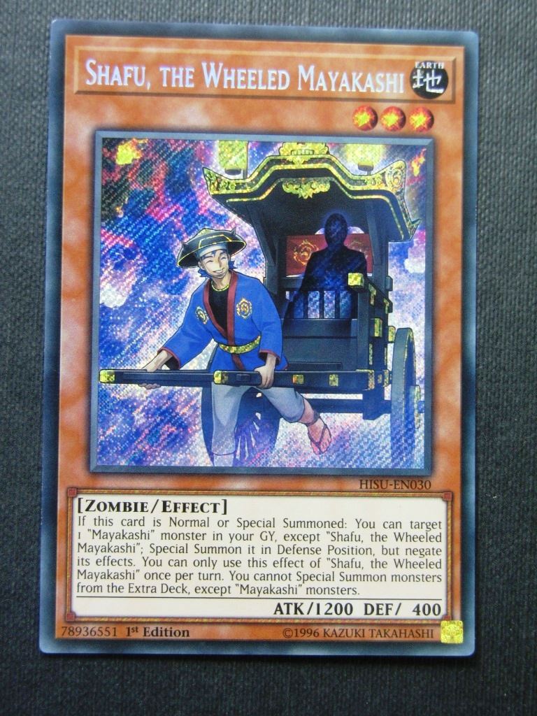 yugioh mayakashi cards Shafu The Wheeled Mayakashi HISU Secret Rare - 1st ed