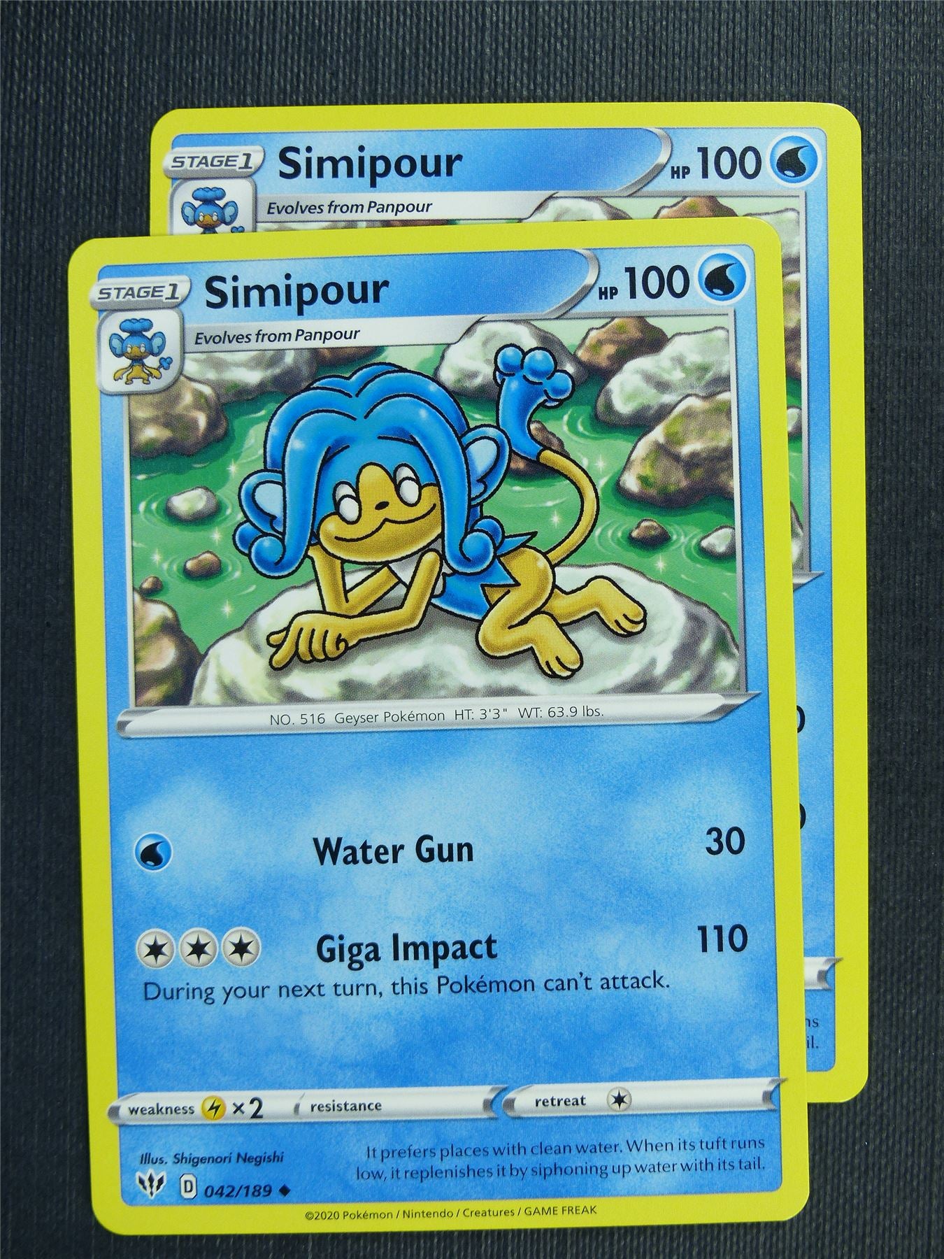 simipour pokemon card Simipour 042/189 x2 - DAA