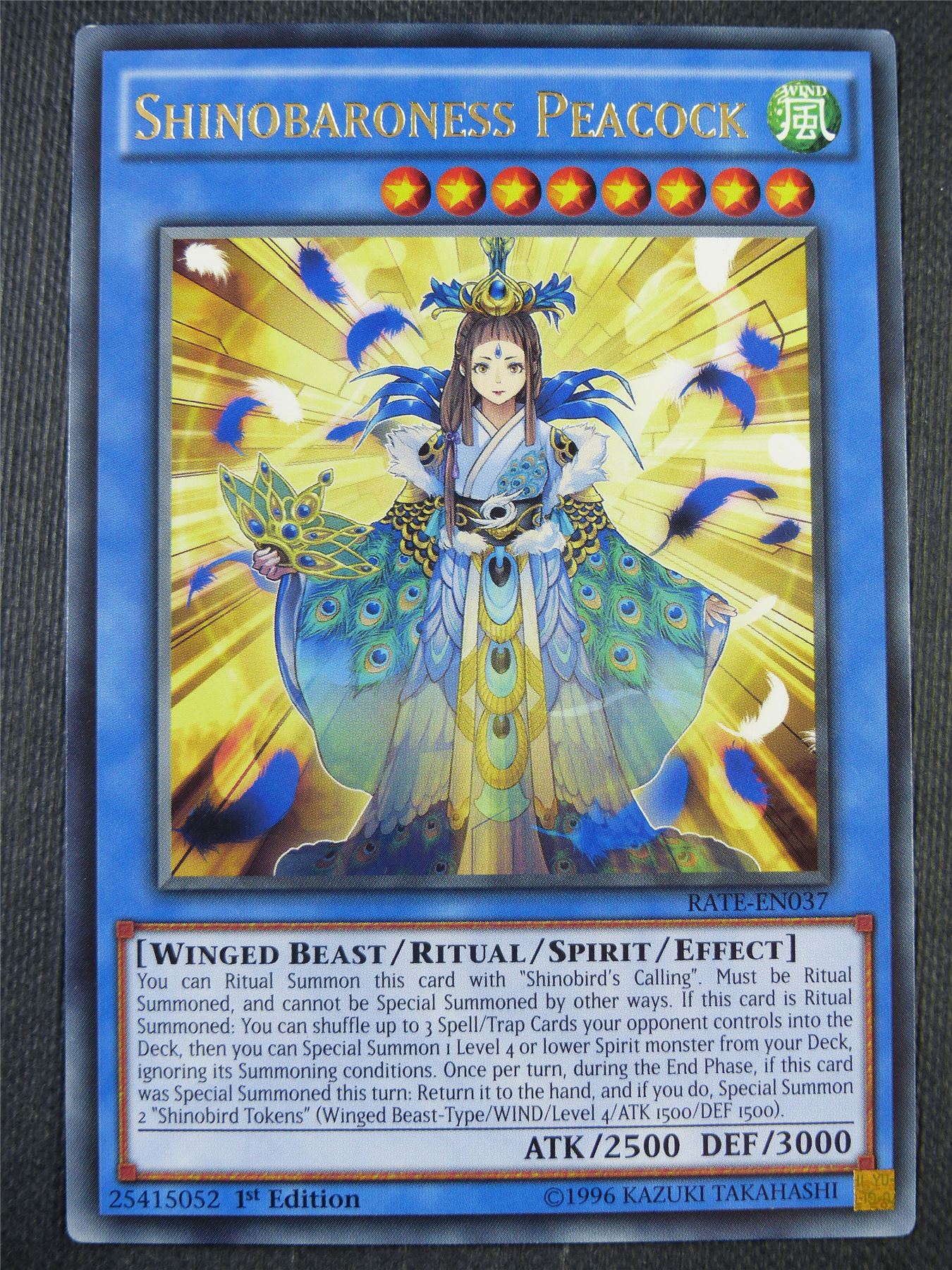 Shinobaroness Peacock RATE Rare - 1st ed Yugioh Card #8GS