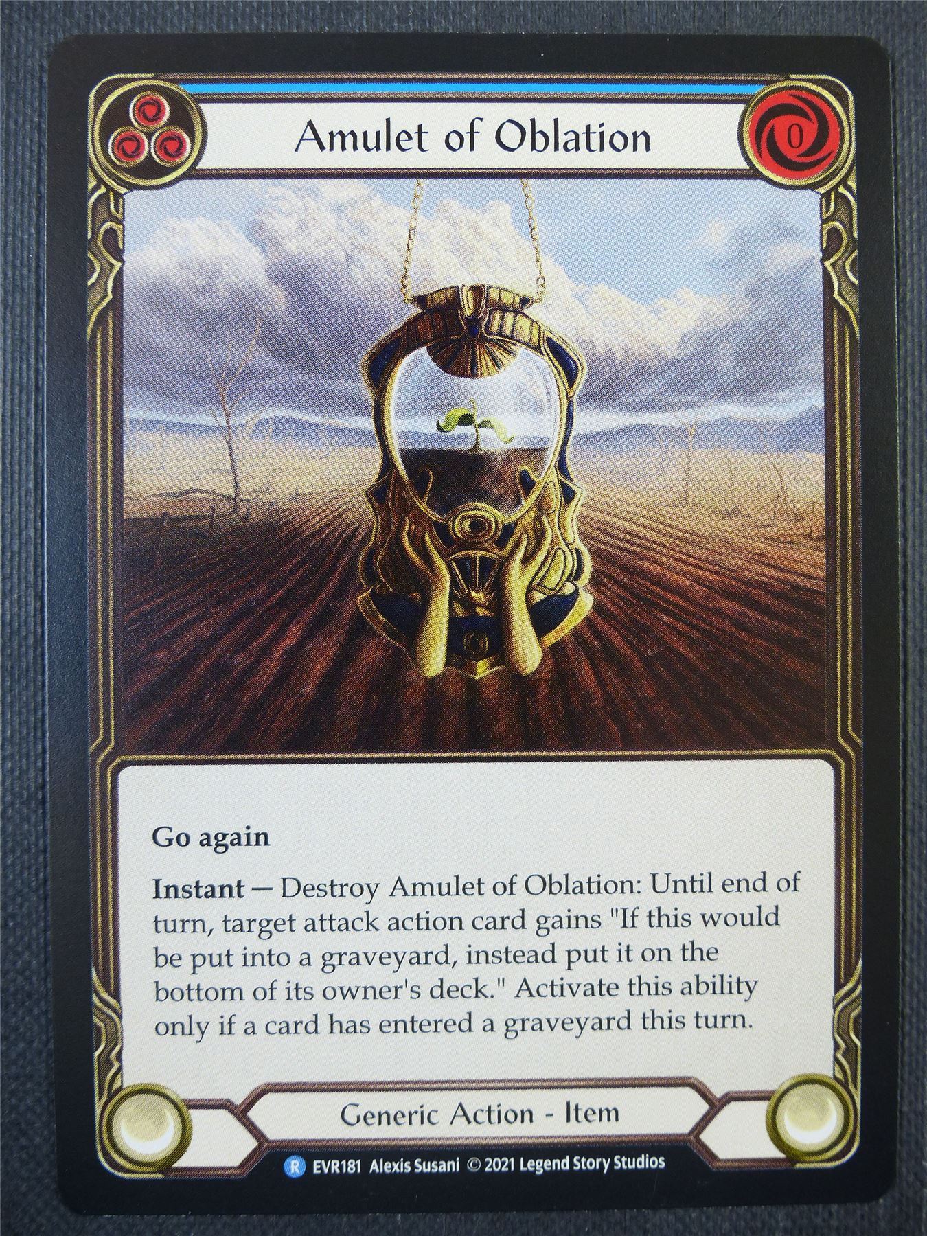 Amulet of Oblation Blue - 1st ed Everfest - Flesh & Blood Card #6HD