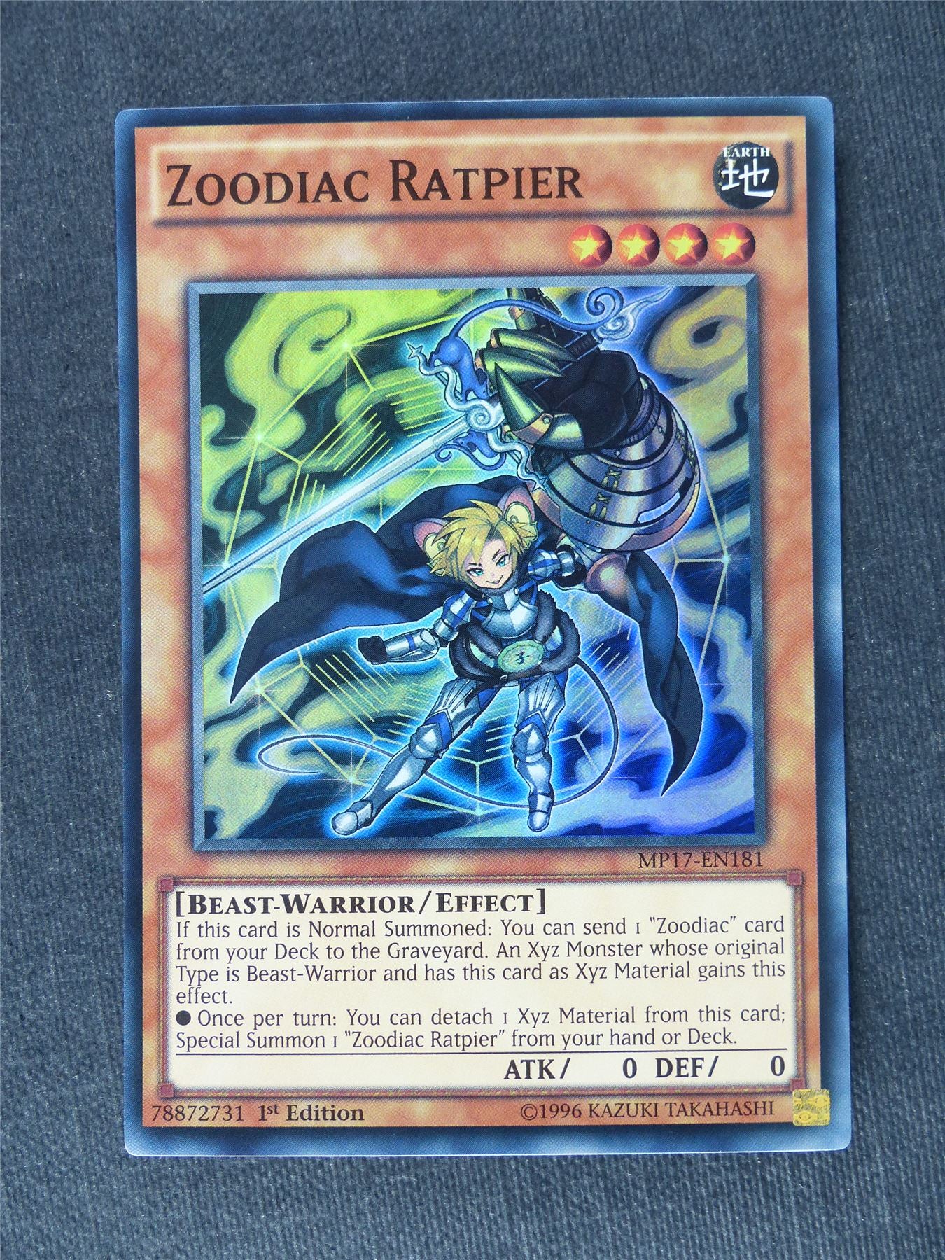 rat yugioh card Zoodiac Ratpier MP17 Super Rare - 1st ed
