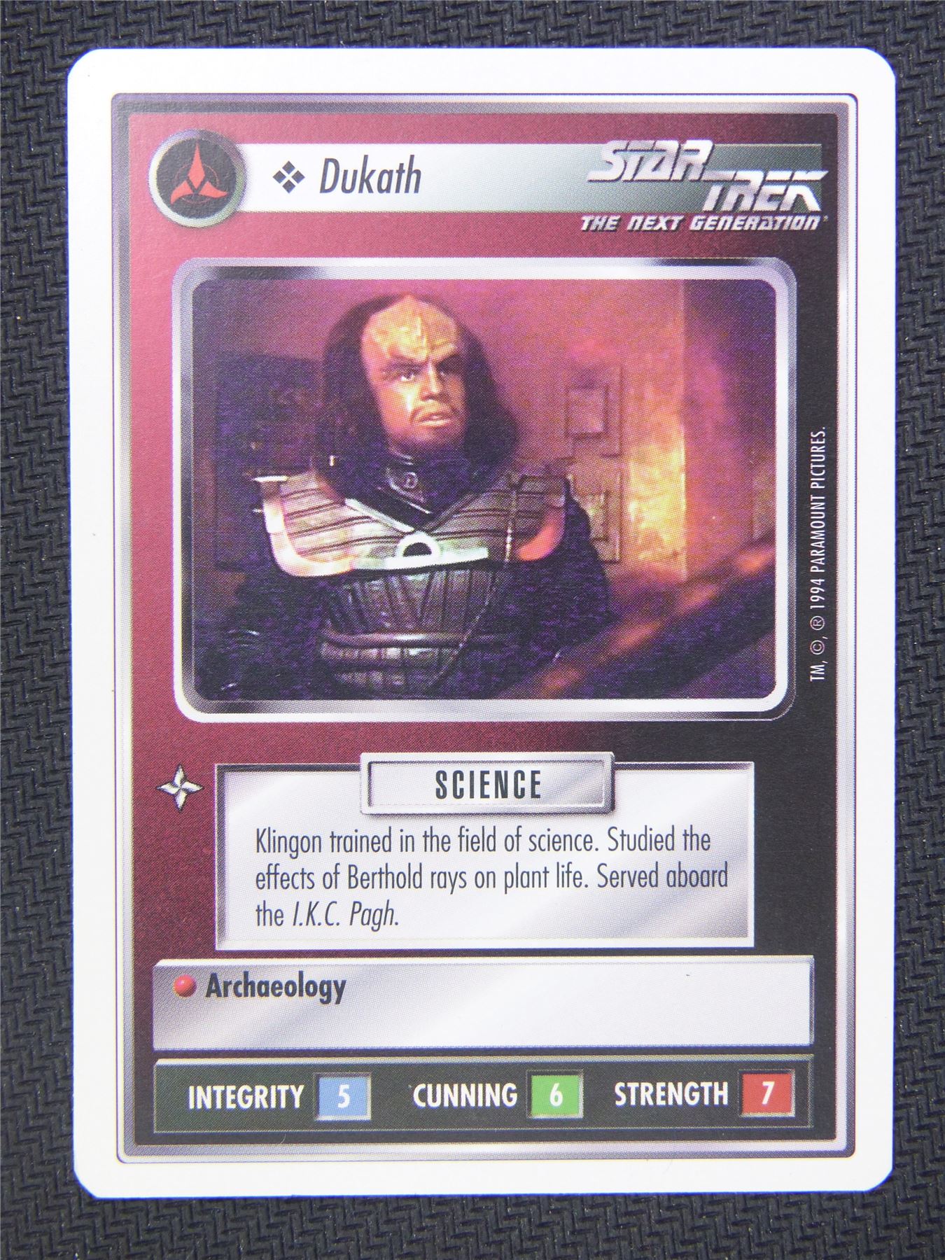 Dukath White Border - Star Trek Next Gen Card #4OQ