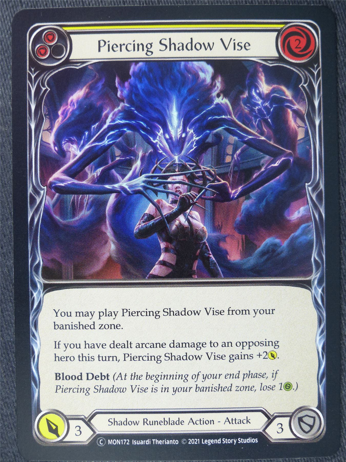 Piercing Shadow Vise Yellow Foil - Monarch Unlimited - Flesh and Blood Cards #JC