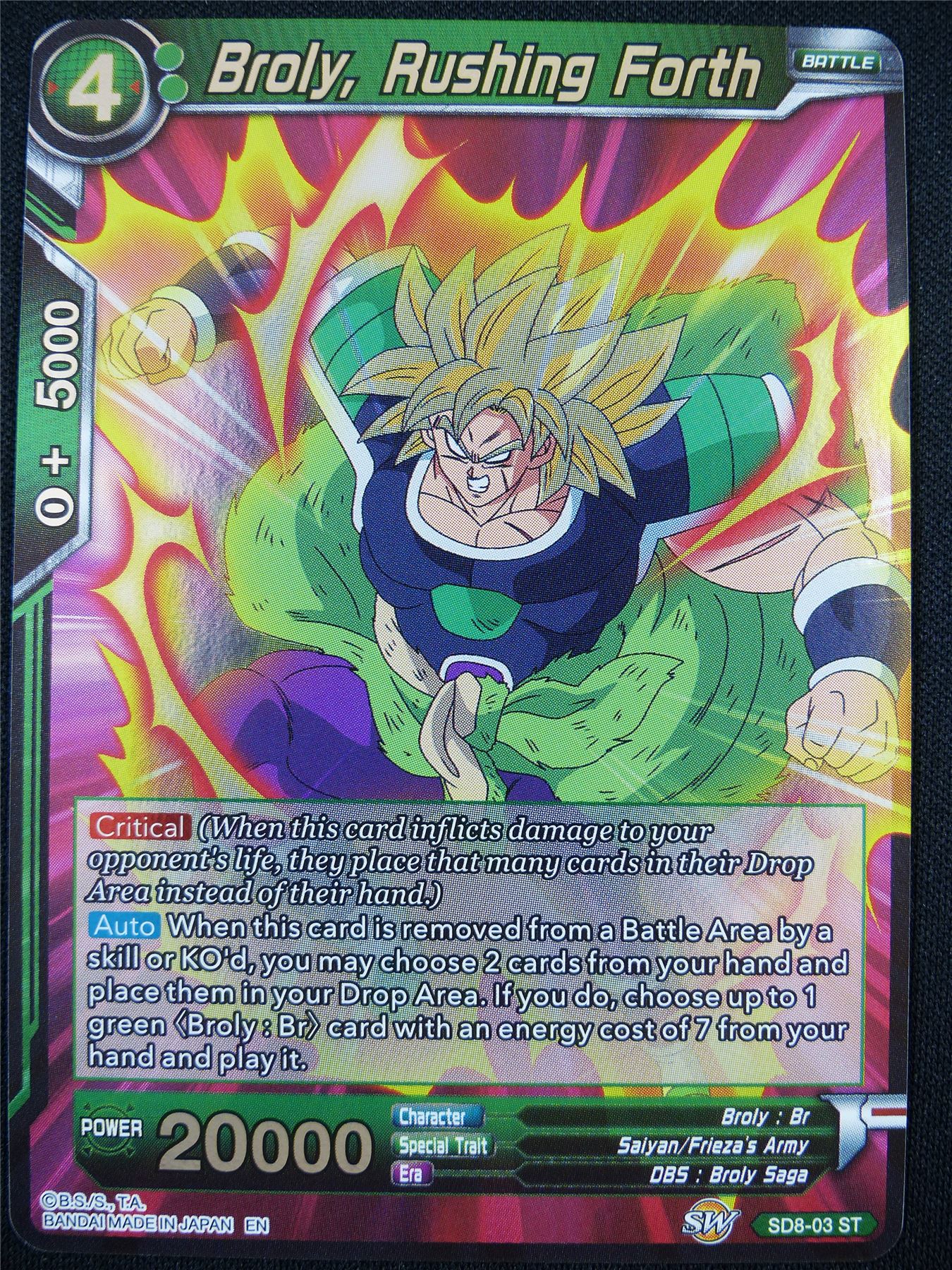 Broly Rushing Forth SD6 ST Foil - Dragon Ball Super Card #WE