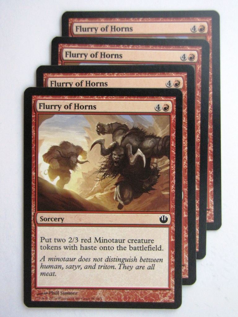 MTG Magic Cards: FLURRY OF HORNS x4 Journey to Nyx playset # 24B48
