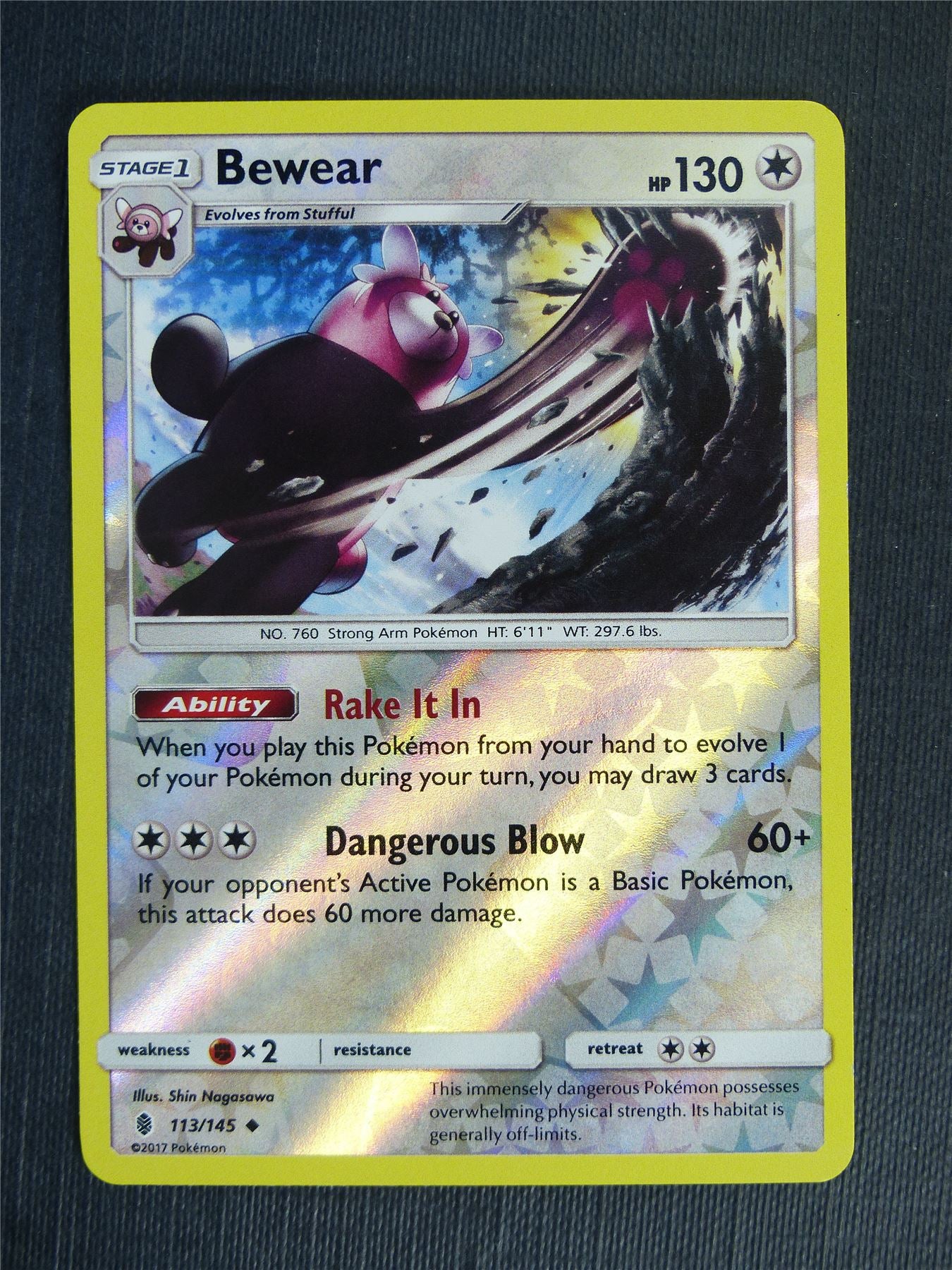 bewear pokemon card value 113/145 Reverse Holo Card Number / Rarity Pokemon Bewear GX SM34 Beewear