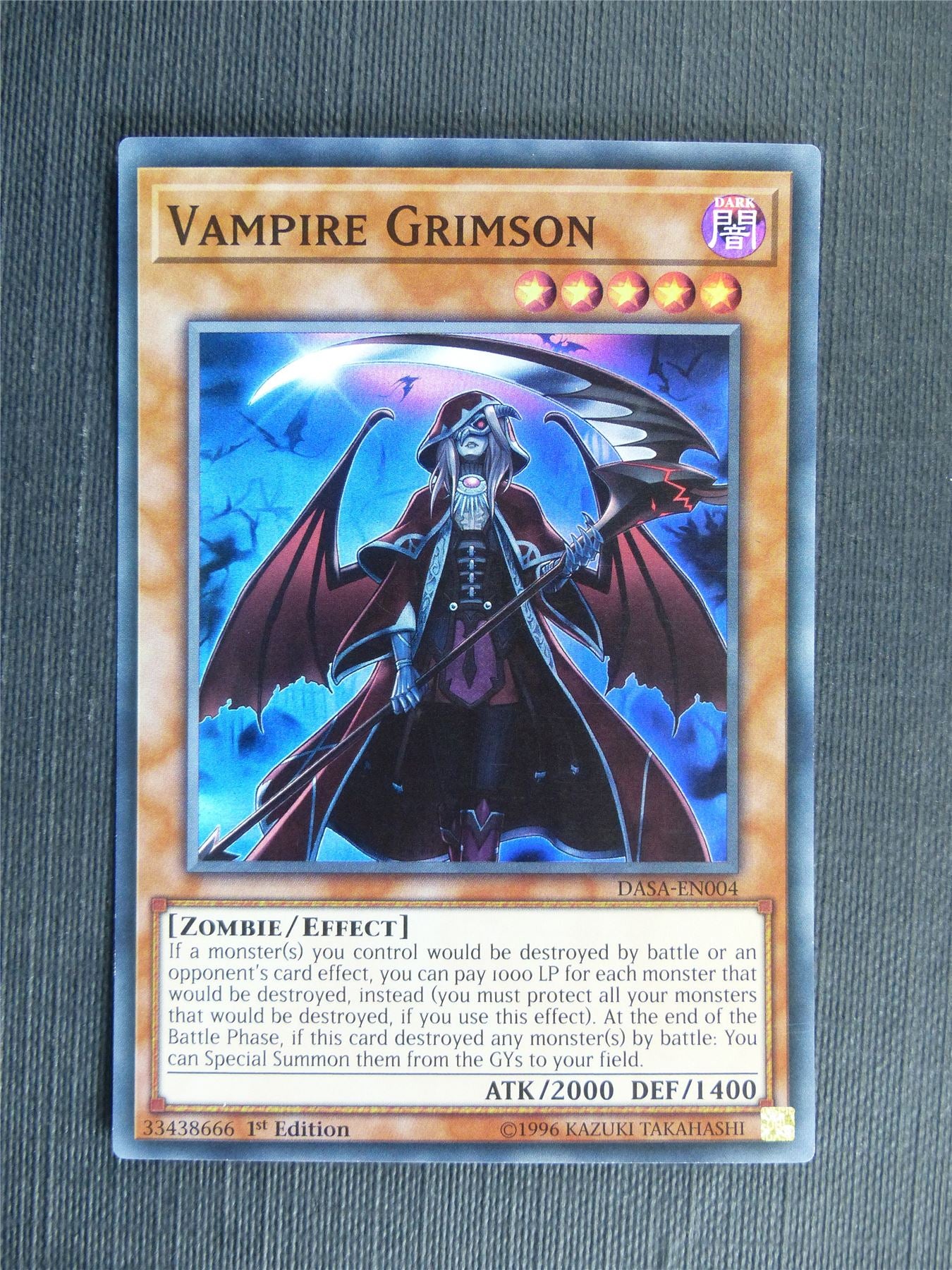 Vampire Grimson DASA Super Rare - 1st ed - Yugioh Cards #127 Archeron Vampire Grimson DASA Super Rare - 1st ed - Yugioh Cards #127 Archeron