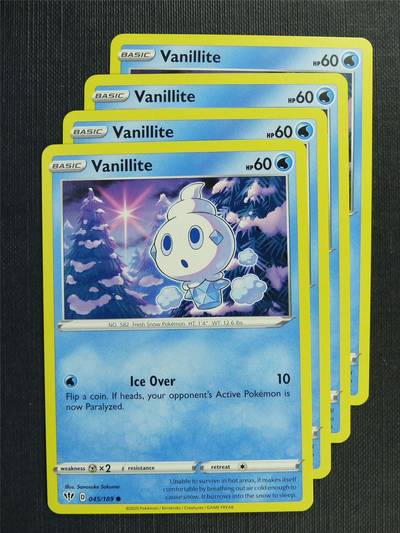 Vanillite 045/189 x4 - DAA - Pokemon Card #3FQ Archeron Vanillite 045/189 x4 - DAA - Pokemon Card #3FQ Archeron