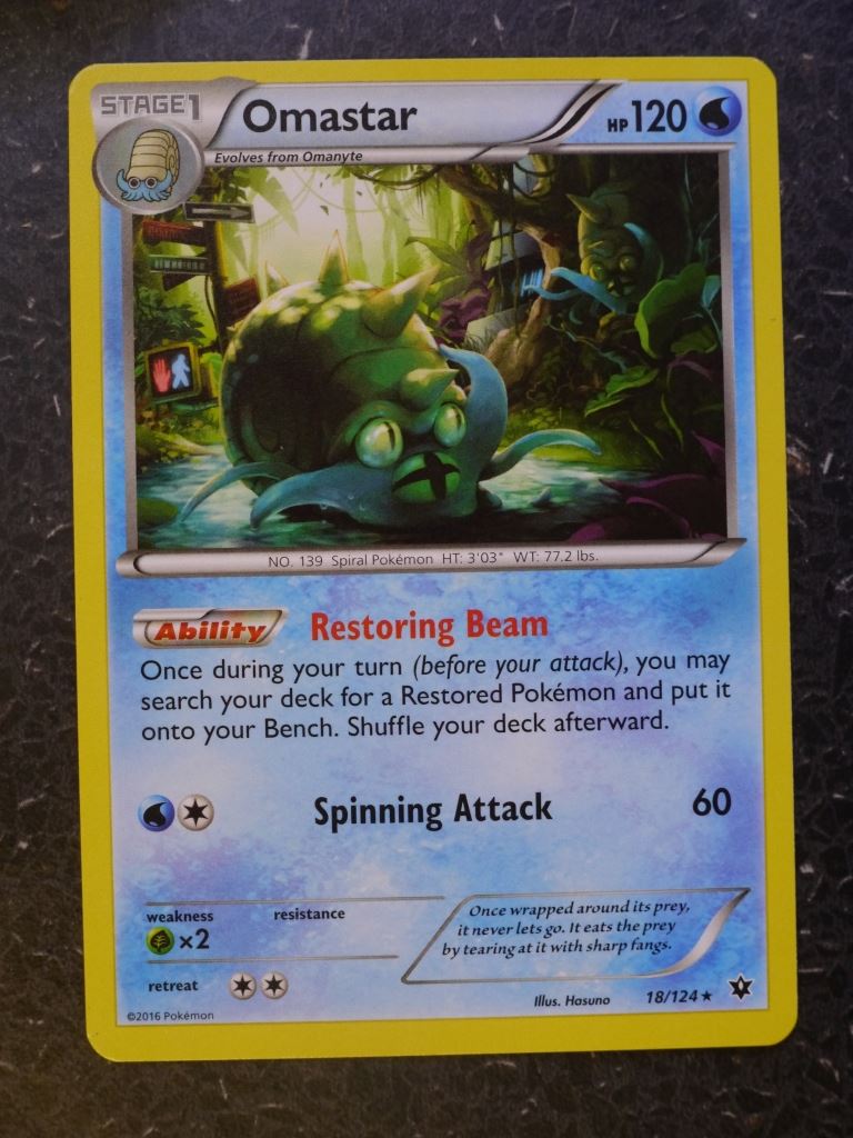 Pokemon Cards: OMASTAR 18/124 RARE # 7A82