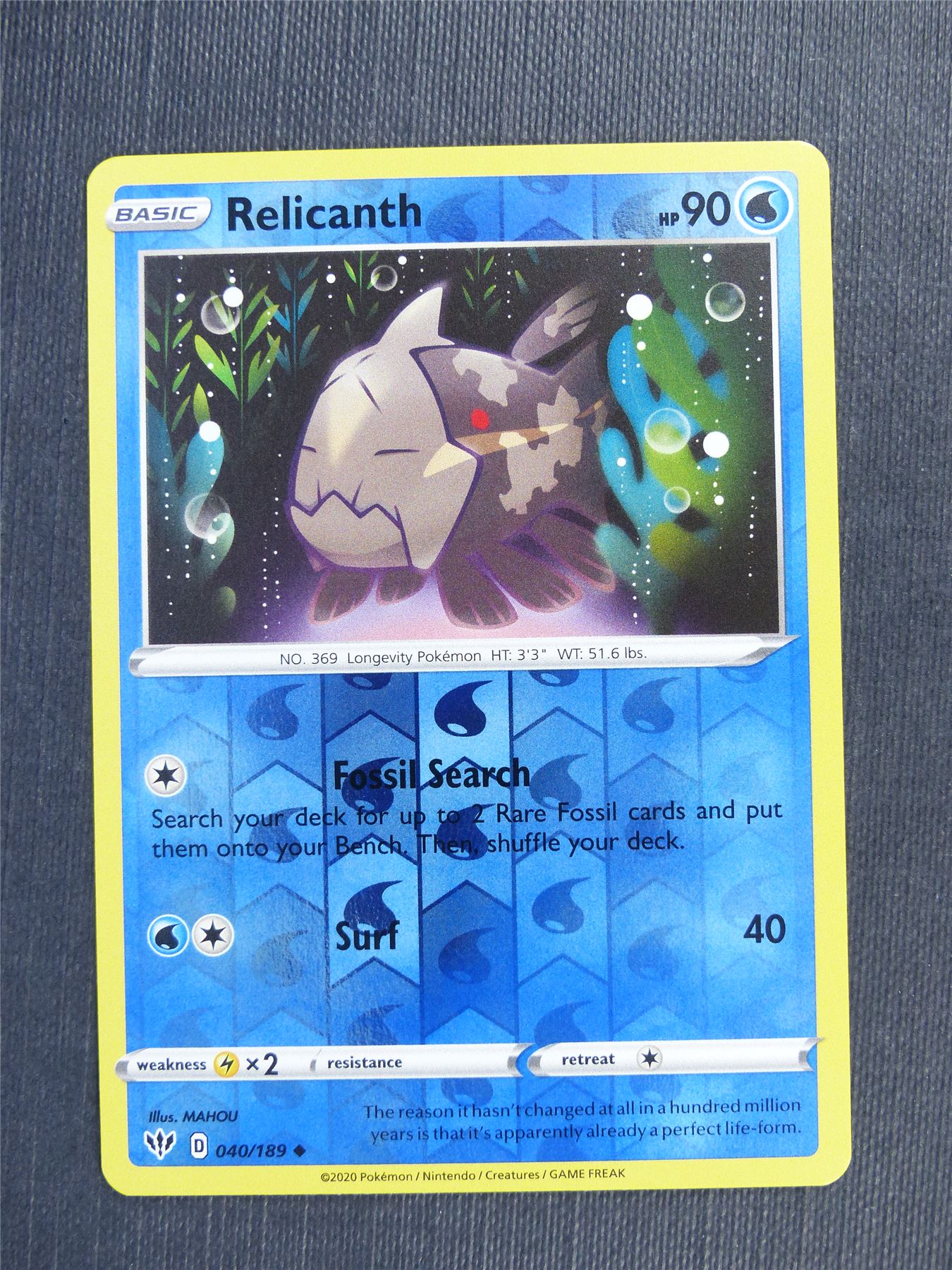 Relicanth 040/189 Reverse Holo - DAA - Pokemon Card #3CL
