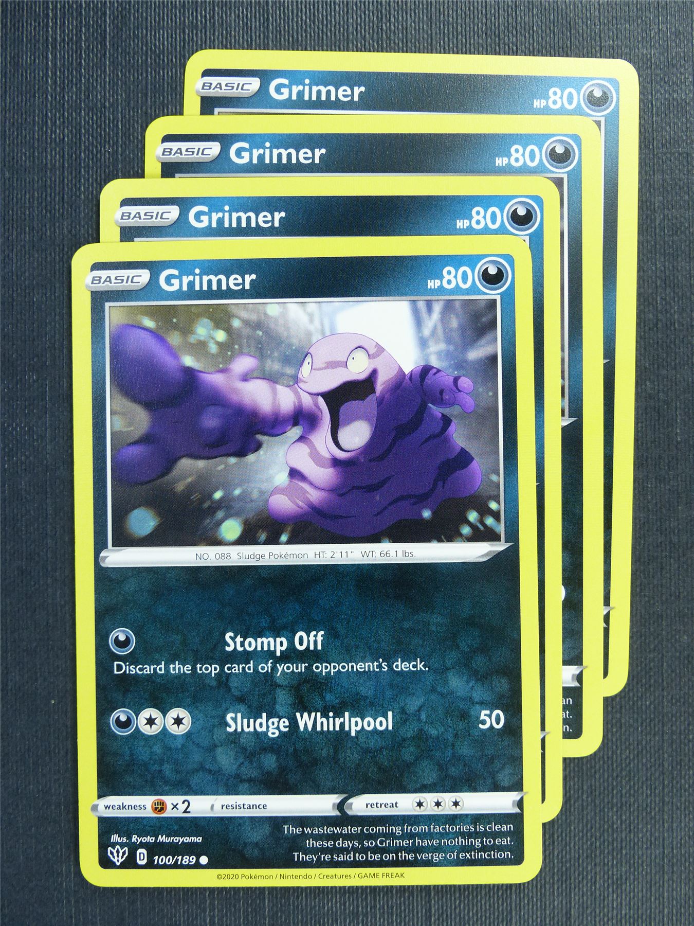 Grimer 100/189 x4 - DAA - Pokemon Card #3FE