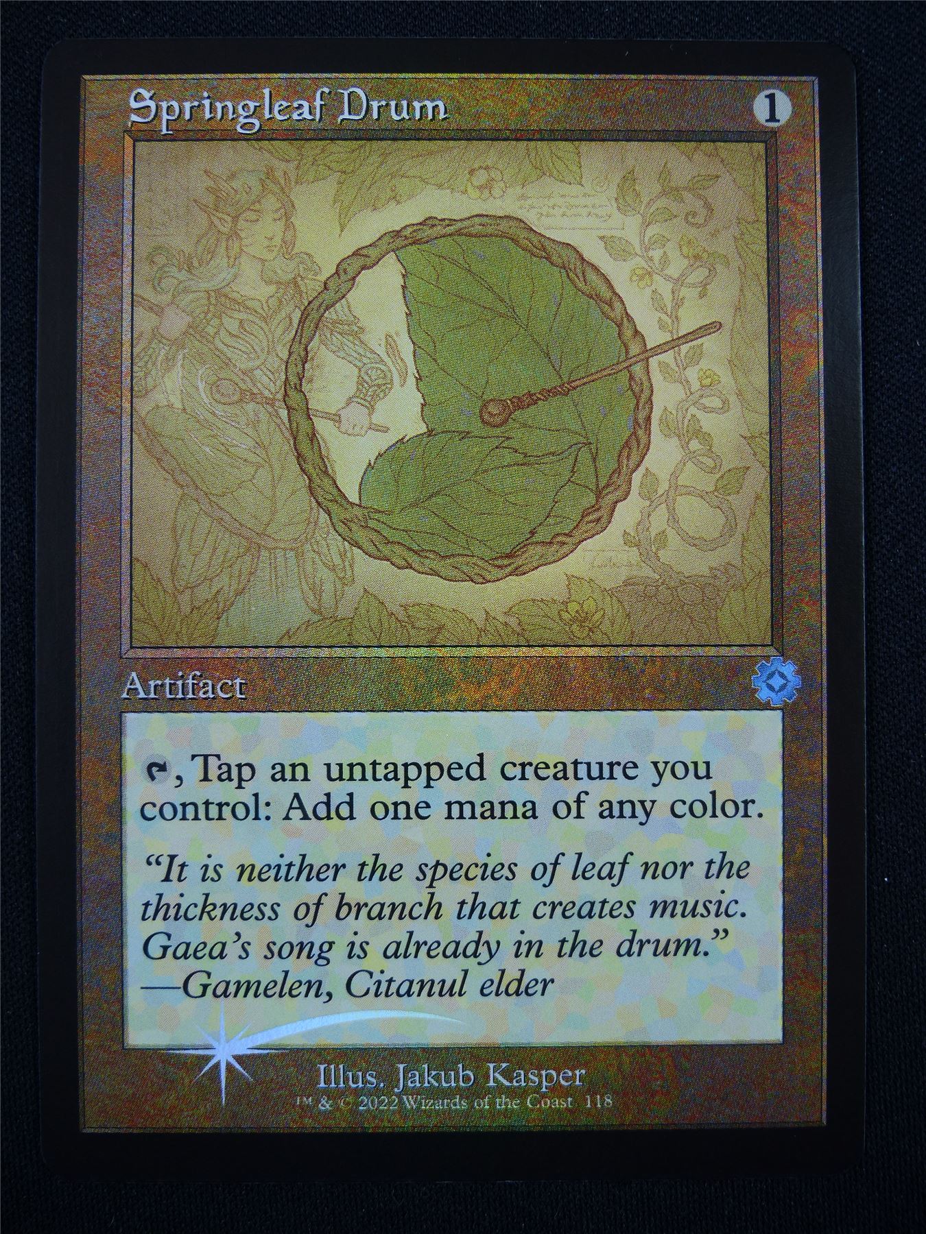 Springleaf Drum Retro Schematic Foil - Mtg Card #S7