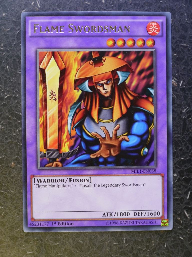 Yugioh Cards: FLAME SWORDSMAN MIL1 RARE # 8E86 Archeron Yugioh Cards: FLAME SWORDSMAN MIL1 RARE # 8E86 Archeron
