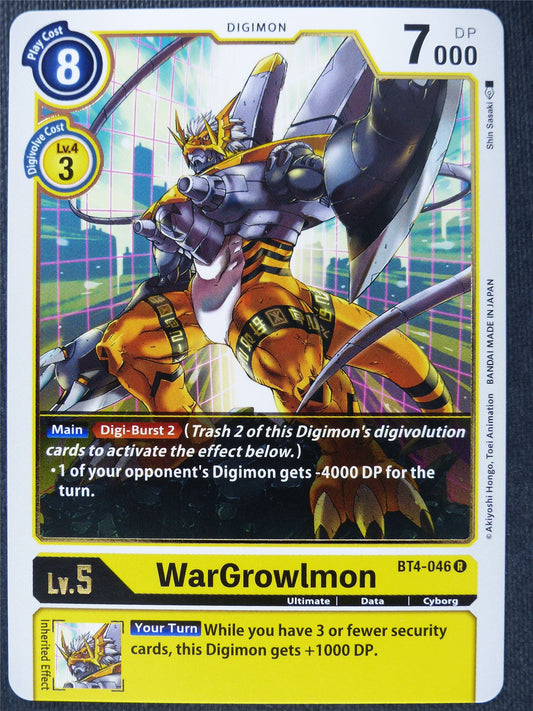 WarGrowlmon BT4-046 R - Digimon Cards #11E