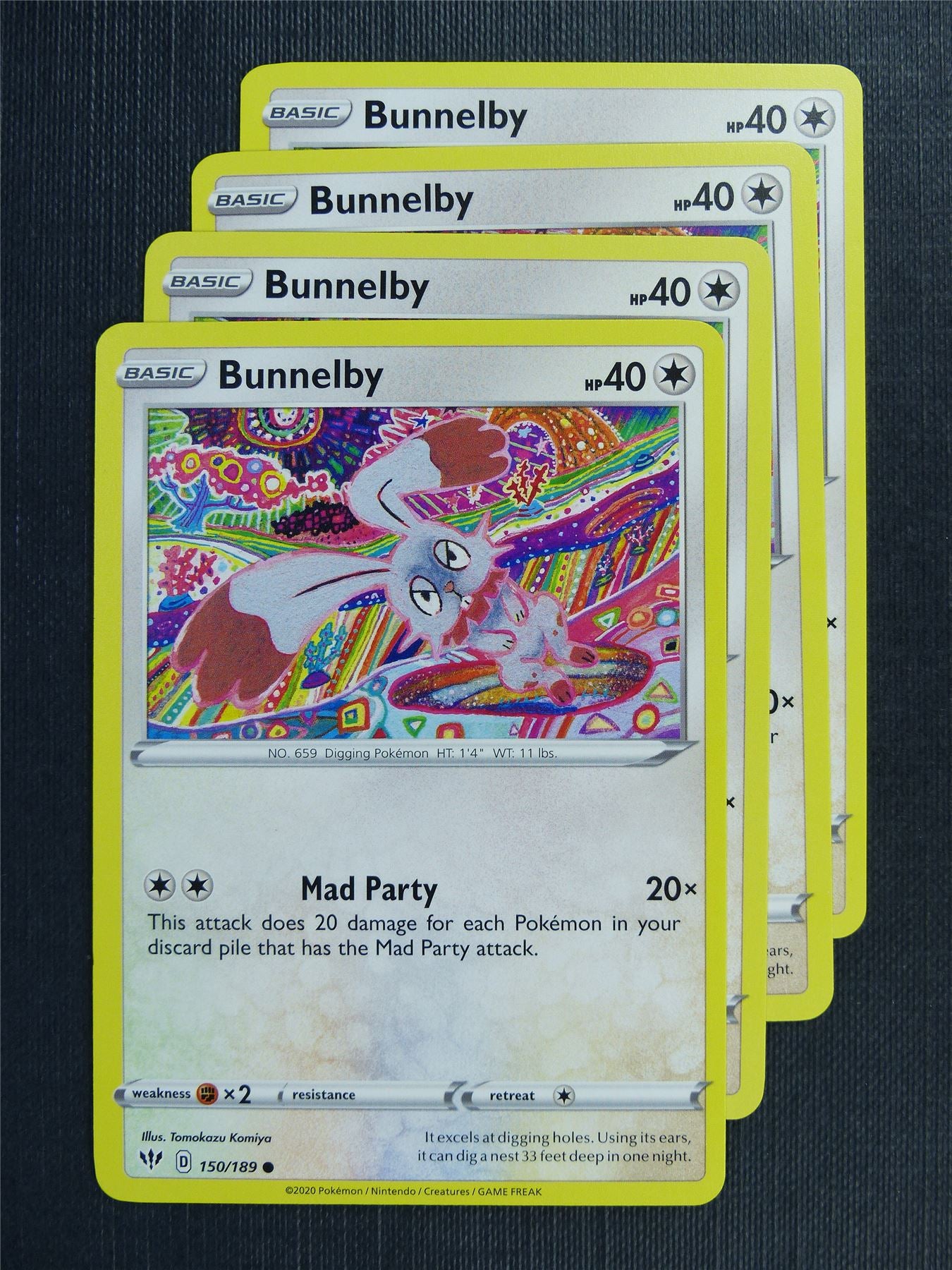 Bunnelby 150/189 x4 - DAA - Pokemon Card #3EE