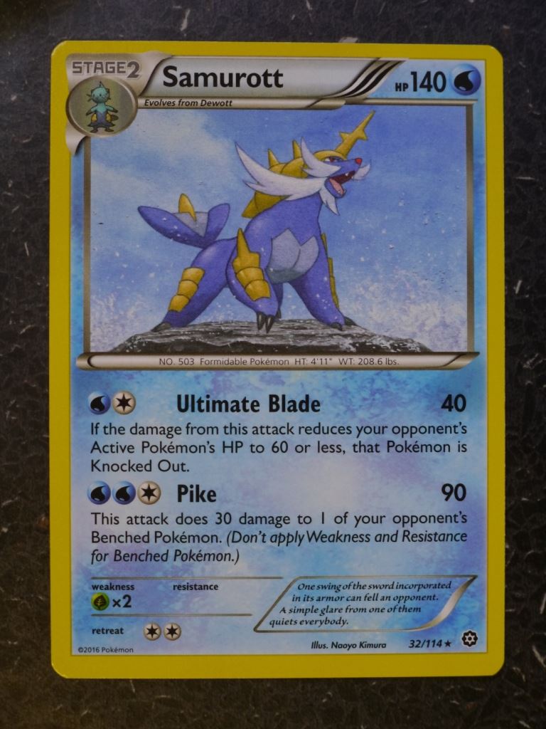 Pokemon Cards: SAMUROTT 32/114 RARE # 6A52 Archeron Pokemon Cards: SAMUROTT 32/114 RARE # 6A52 Archeron