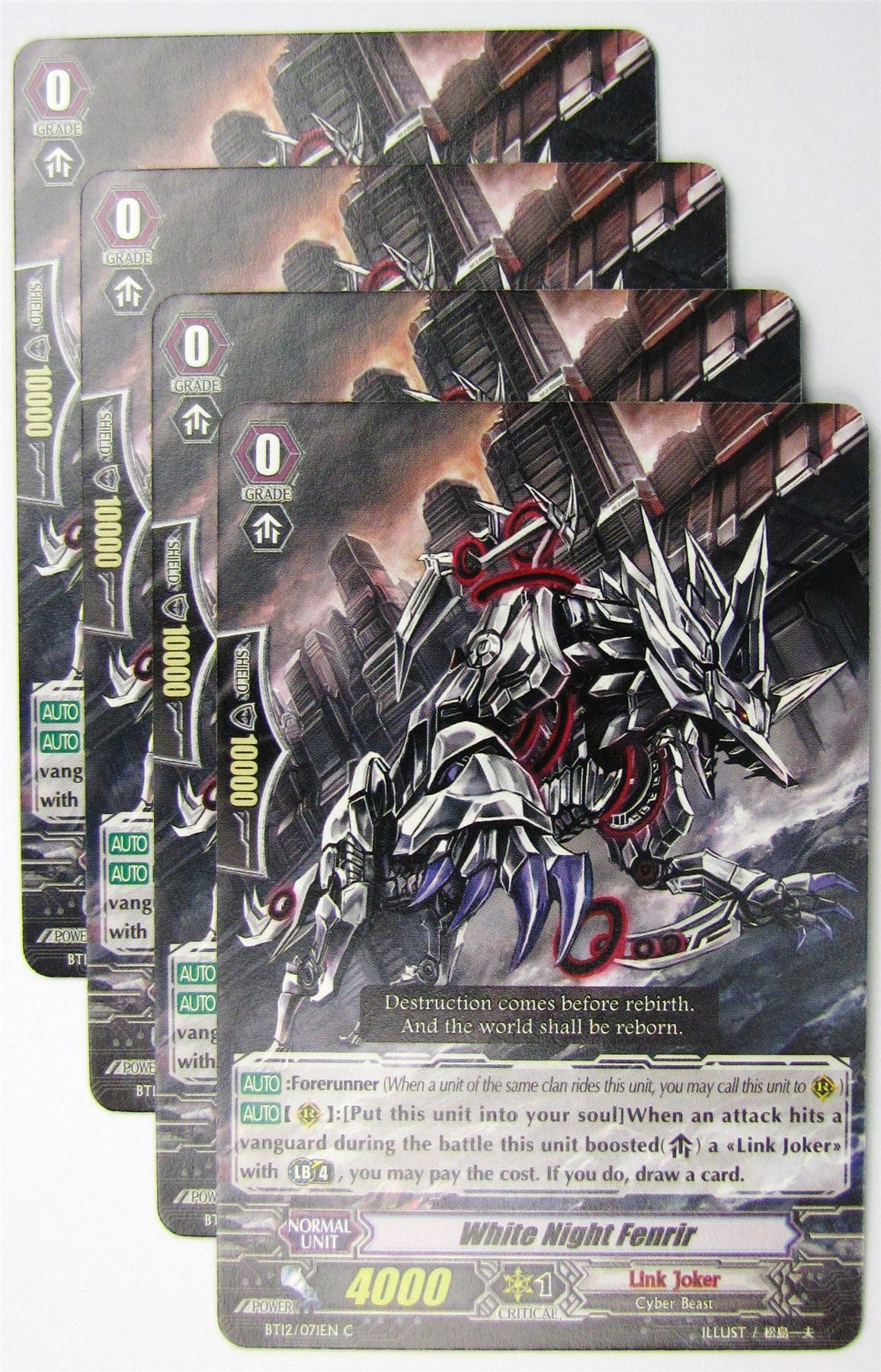 Cardfight!! Vanguard - White Night Fenrir BT12/071EN x4