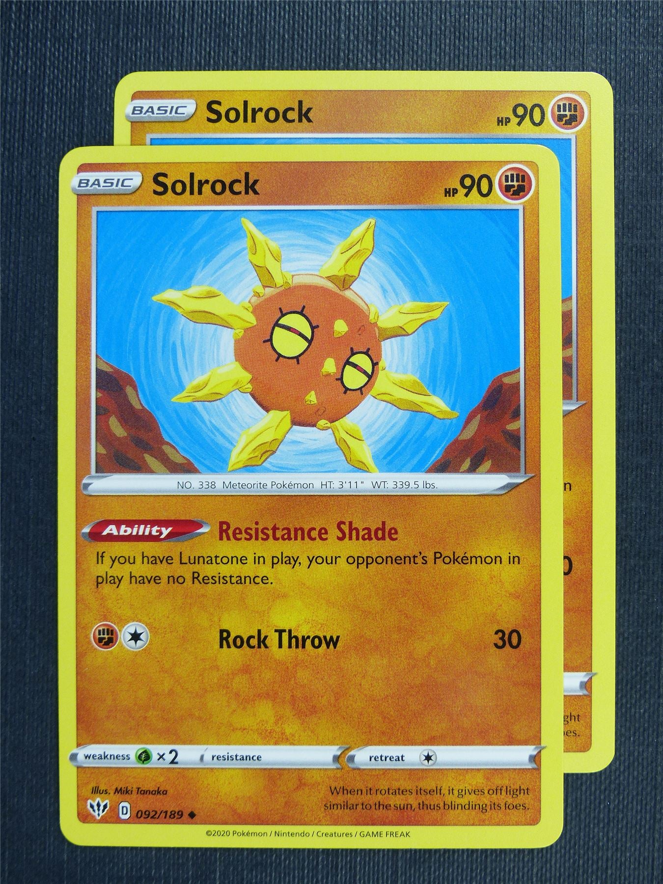 Solrock 092/189 x2 - DAA - Pokemon Card #3DT