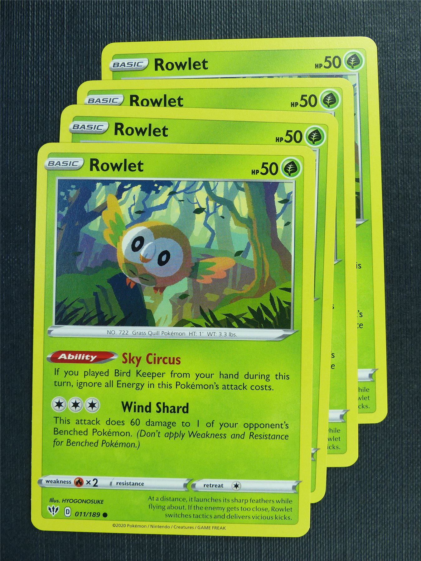 Rowlet 011/189 x4 - DAA - Pokemon Card #3ES