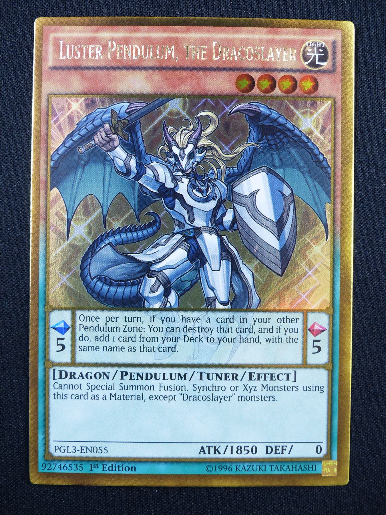 yugioh dracoslayer cards Luster Pendulum The Dracoslayer PGL3 Gold Rare