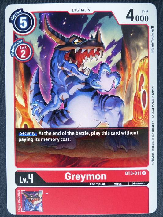 Greymon BT3-011 U - Digimon Cards #QC