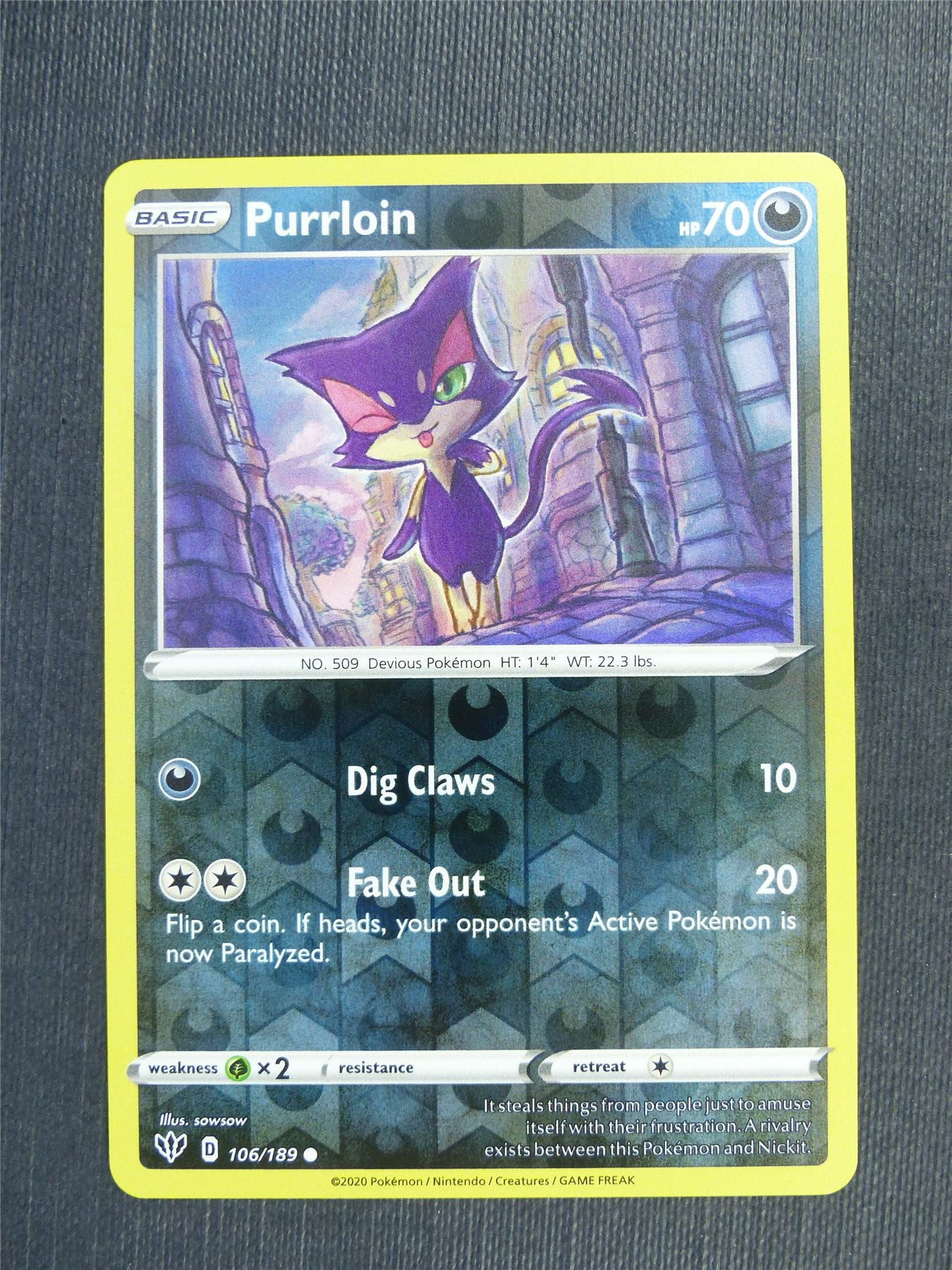 Purrloin 106/189 Reverse Holo - DAA - Pokemon Card #3BZ