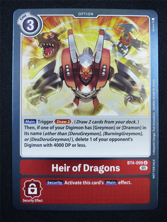 Heir of Dragons BT4-099 U alt art - Digimon Card #8M