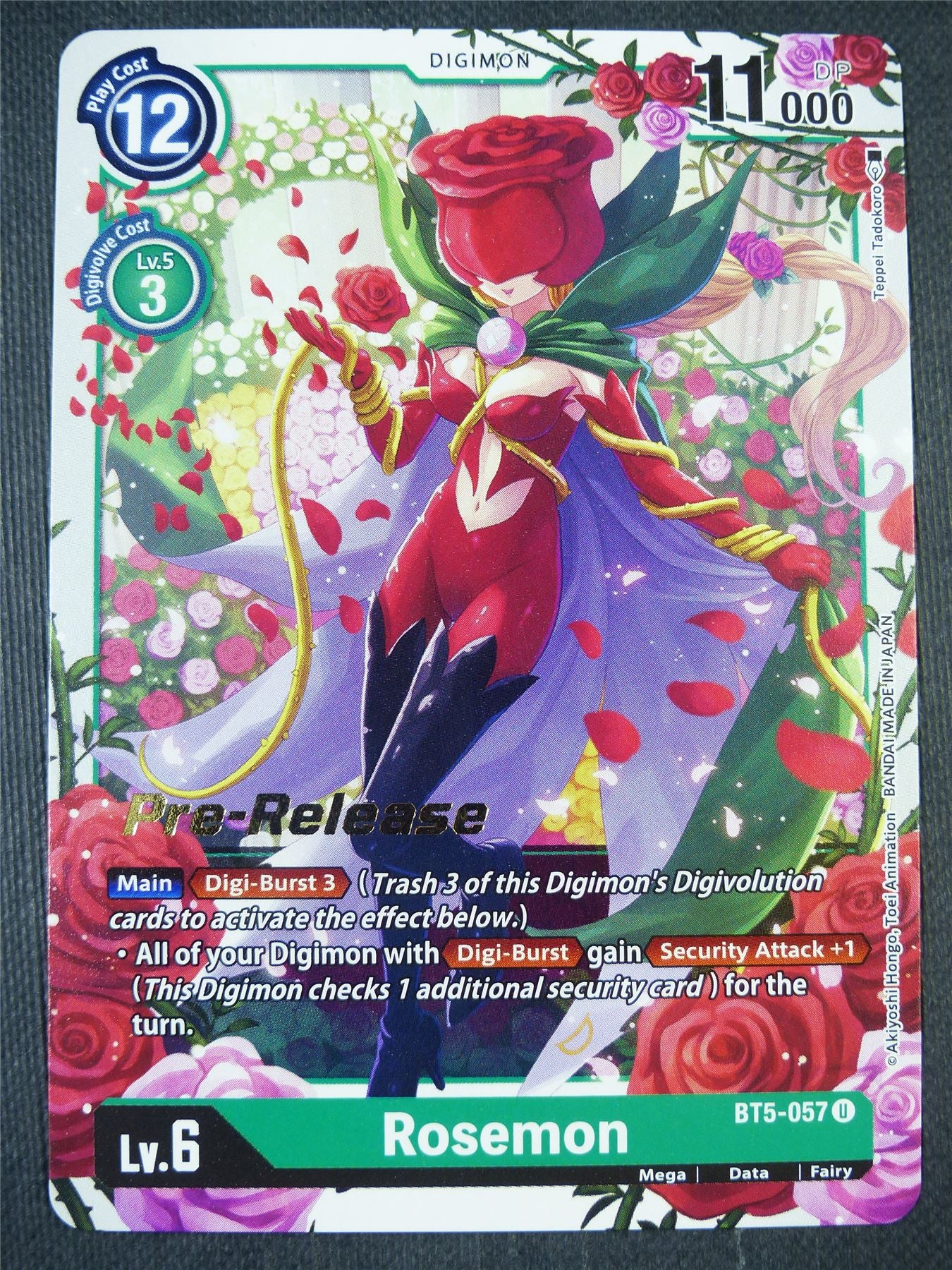 rosemon digimon card Rosemon BT5-057 U Pre-Release