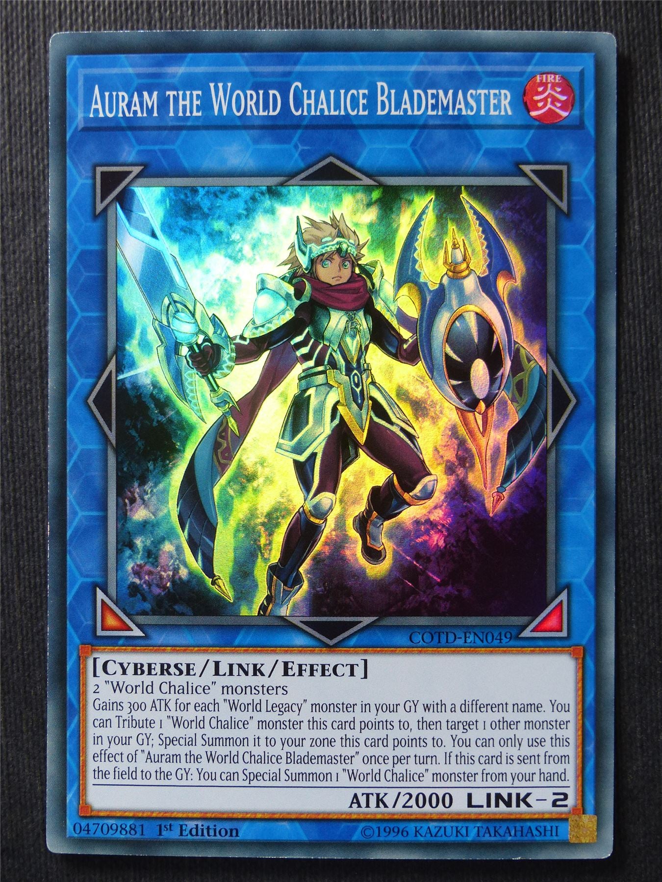 Auram the World Chalice Blademaster COTD Super Rare - 1st ed - Yugioh Archeron Auram the World Chalice Blademaster COTD Super Rare - 1st ed - Yugioh Archeron