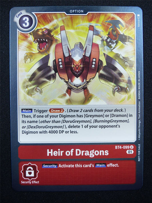 Heir of Dragons BT4-099 U Foil - Digimon Card #I1