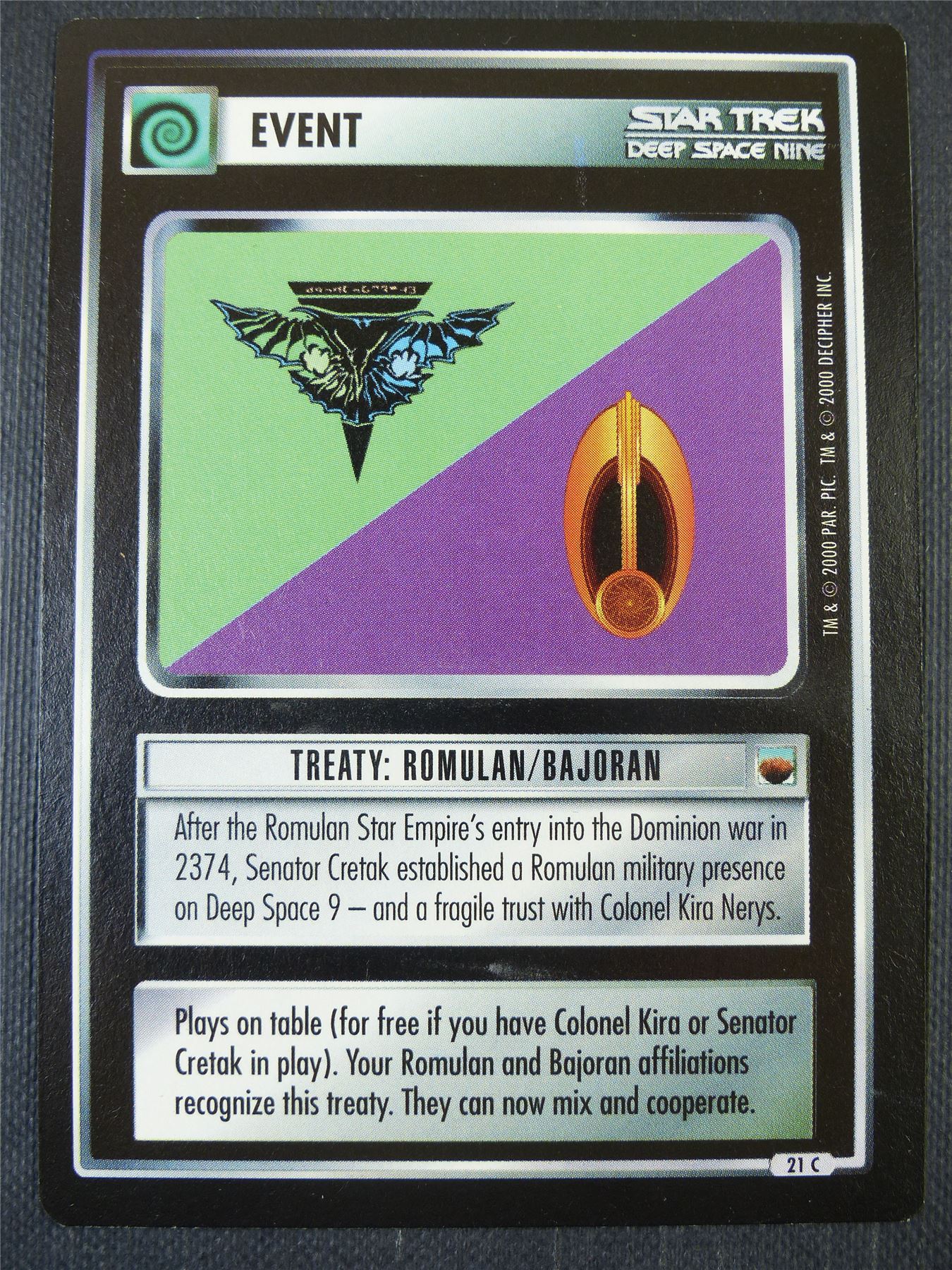 Treaty: Romulan/Bajoran - DS9 - Star Trek Card #664