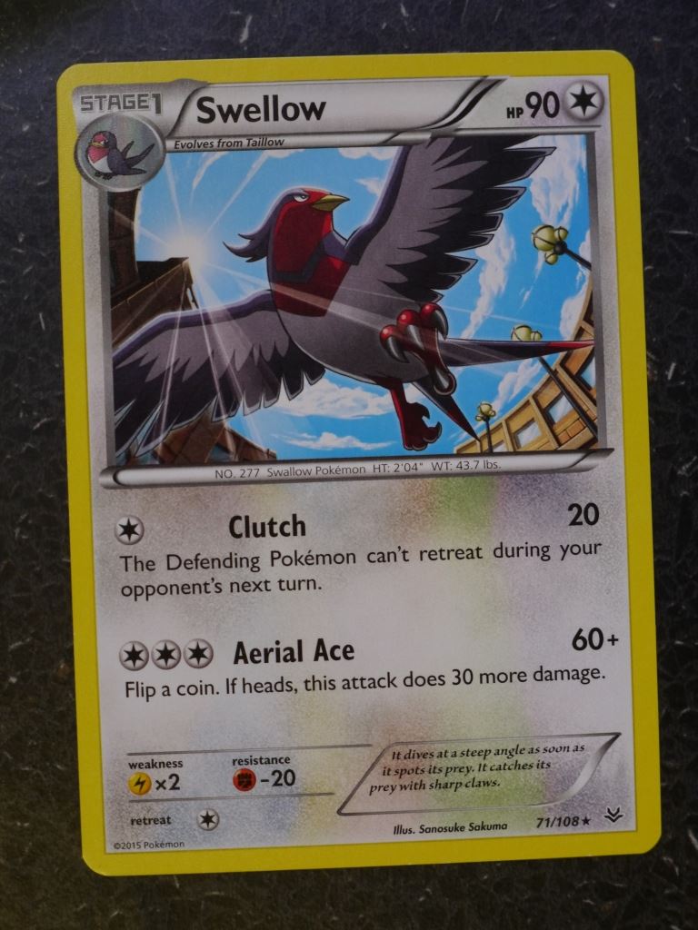 Pokemon Cards: SWELLOW 71/108 RARE # 5J56 Archeron Pokemon Cards: SWELLOW 71/108 RARE # 5J56 Archeron