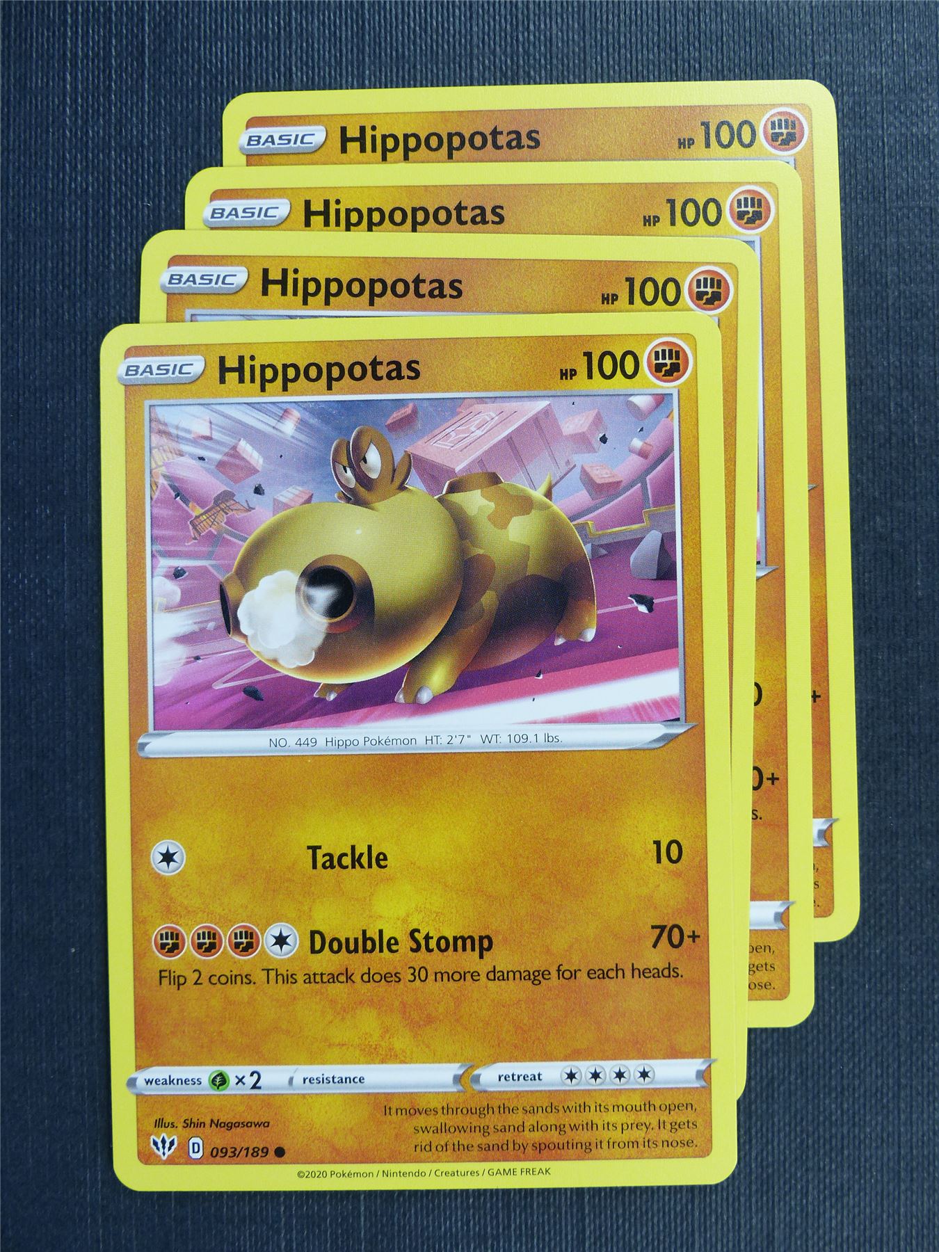 Hippopotas 093/189 x4 - DAA - Pokemon Card #3FG Archeron Hippopotas 093/189 x4 - DAA - Pokemon Card #3FG Archeron
