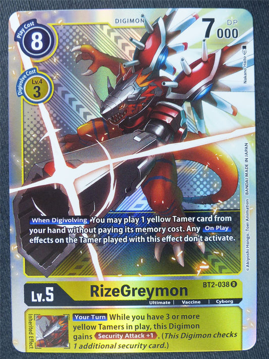 RizeGreymon BT2-038 R - Digimon Cards #FE