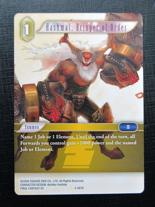 Final Fantasy Cards: HASHMUL BRINGER OF ORDER 2-087R # 27G71