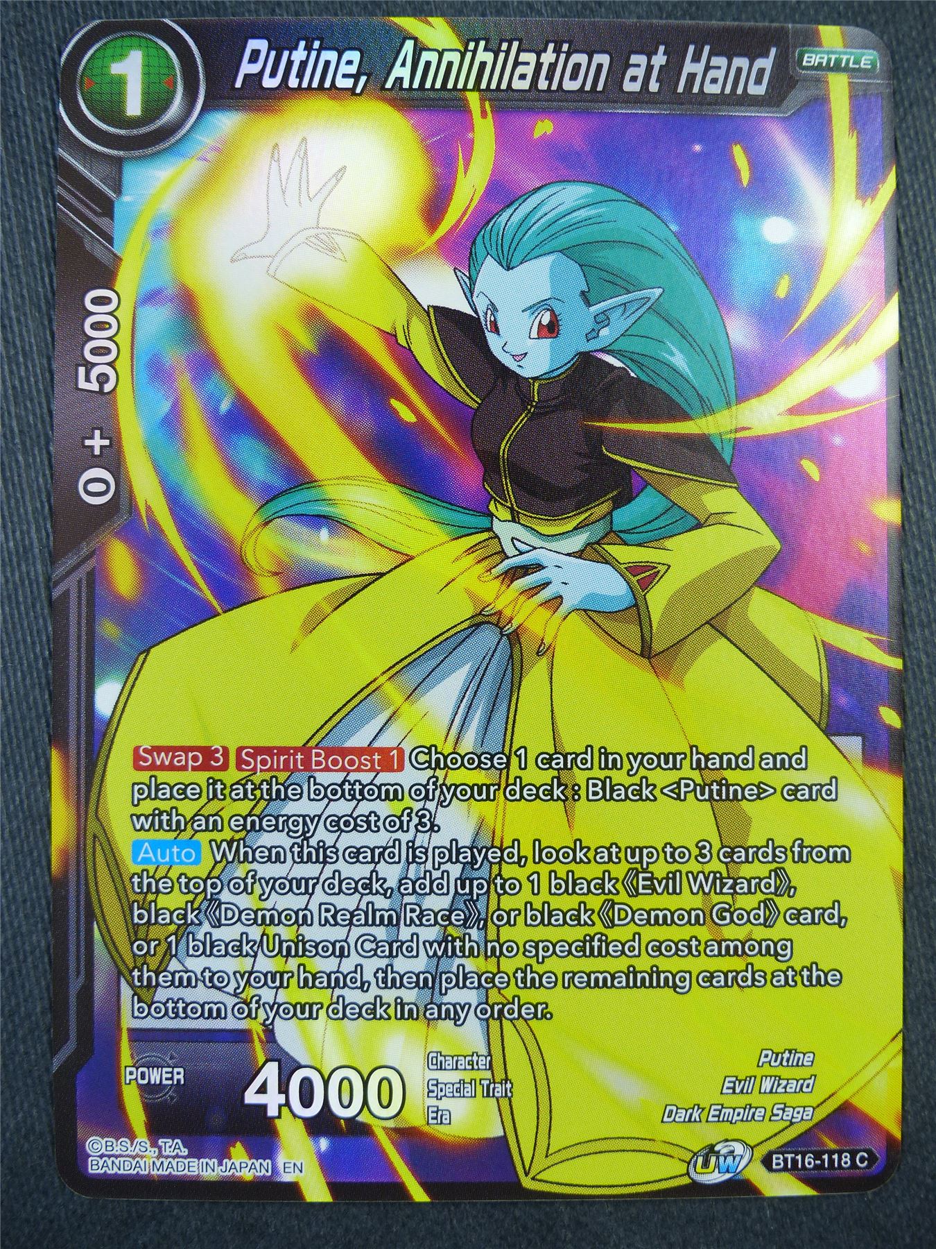 Putine Annihilation at Hand BT16 Foil - Dragon Bal Super Card #8Y4