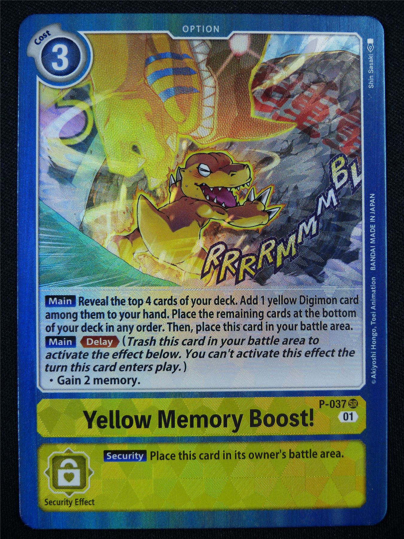 Yellow Memory Boost! P-037 SR Promo - Digimon Card #K1 Archeron Yellow Memory Boost! P-037 SR Promo - Digimon Card #K1 Archeron