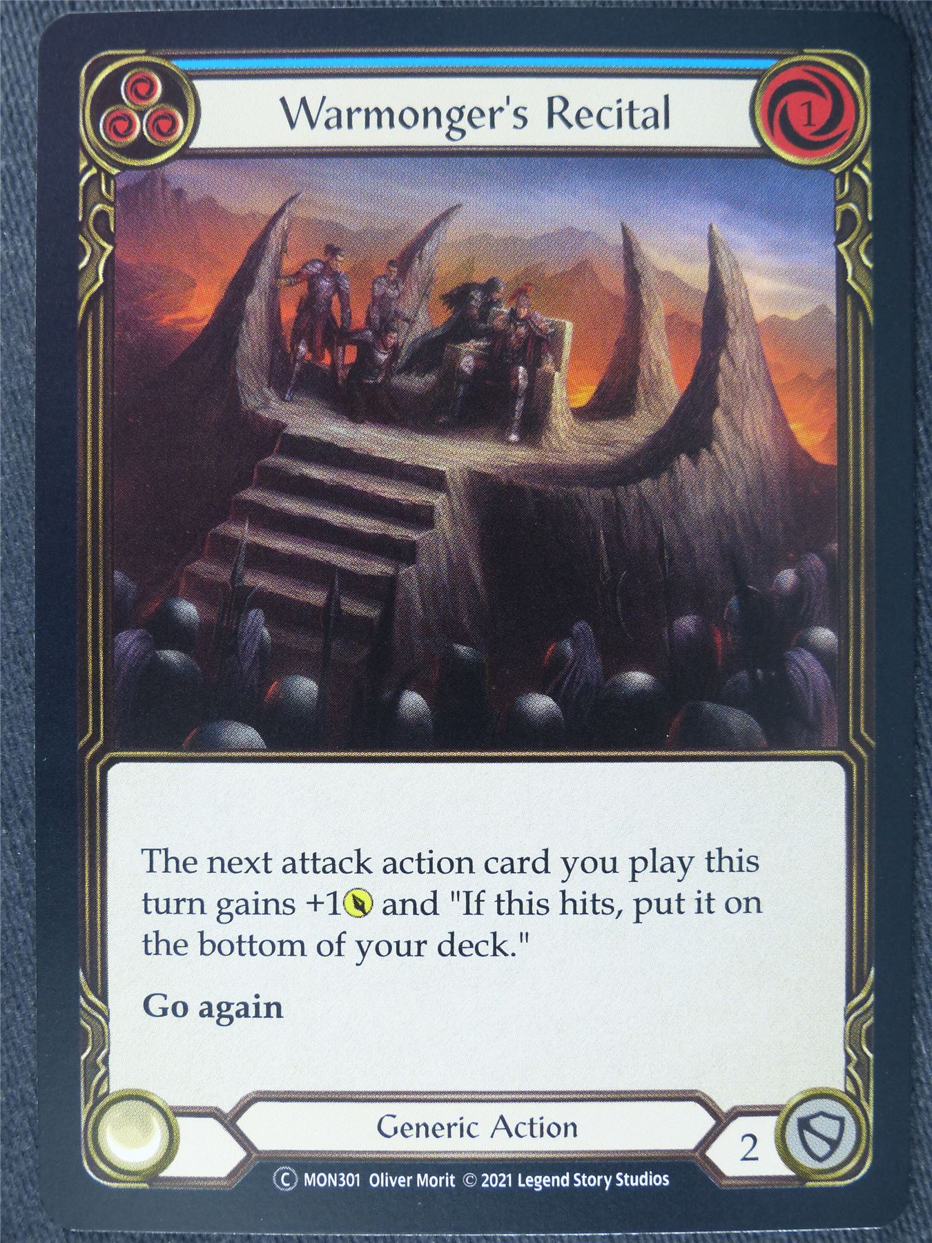 Warmonger's Recital Blue Foil - Monarch Unlimited - Flesh and Blood Cards #IO